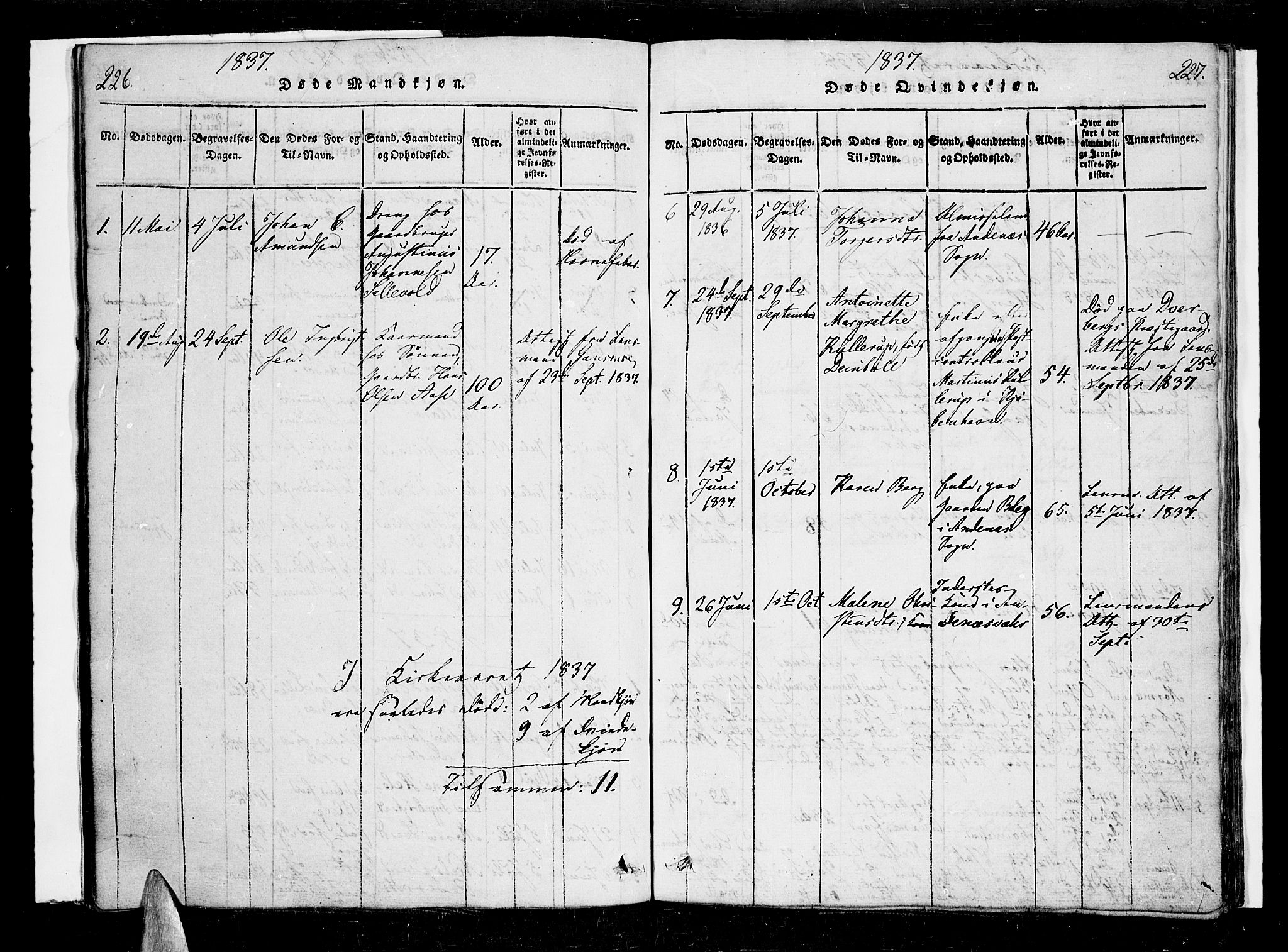 Ministerialprotokoller, klokkerbøker og fødselsregistre - Nordland, AV/SAT-A-1459/897/L1395: Parish register (official) no. 897A03, 1820-1841, p. 226-227