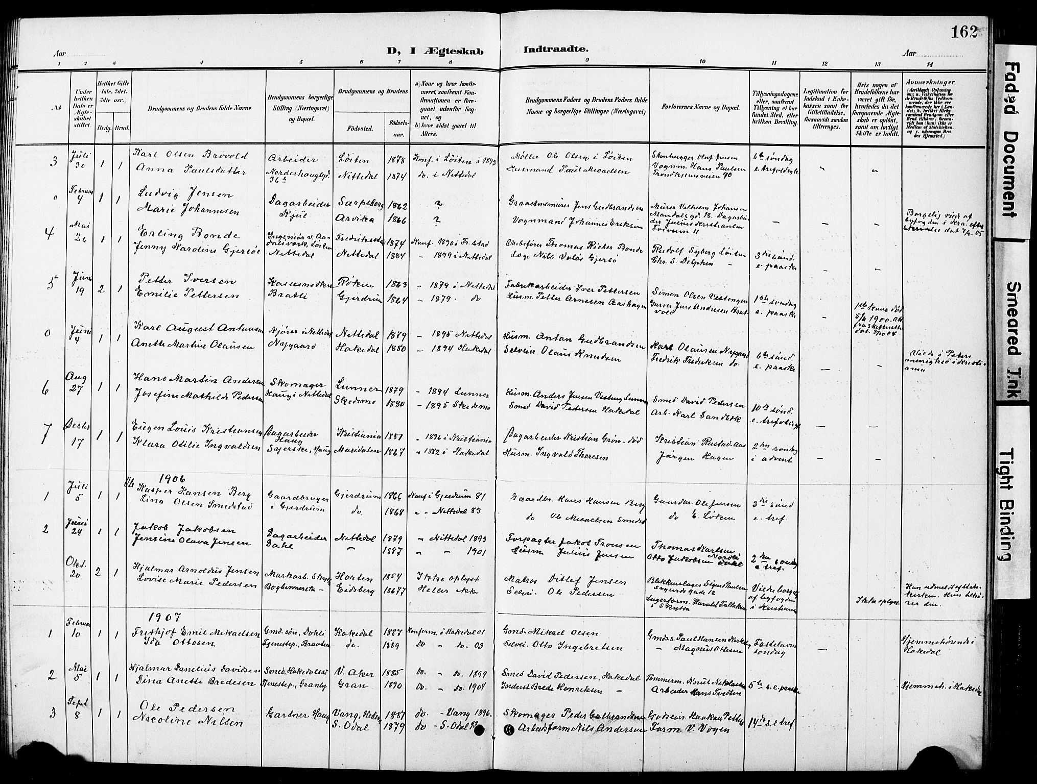 Nittedal prestekontor Kirkebøker, AV/SAO-A-10365a/G/Ga/L0003: Parish register (copy) no. I 3, 1902-1929, p. 162