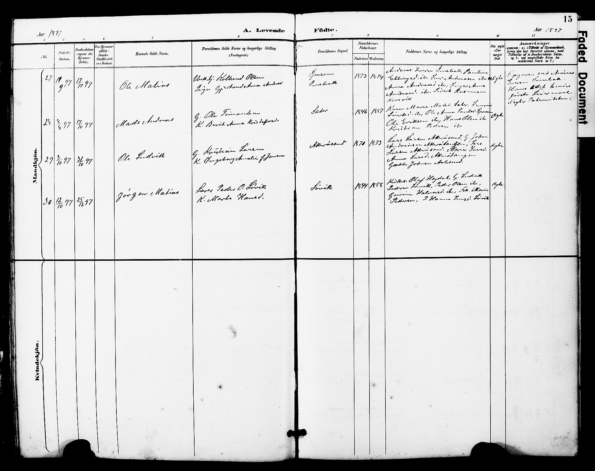 Ministerialprotokoller, klokkerbøker og fødselsregistre - Møre og Romsdal, AV/SAT-A-1454/560/L0725: Parish register (copy) no. 560C02, 1895-1930, p. 15