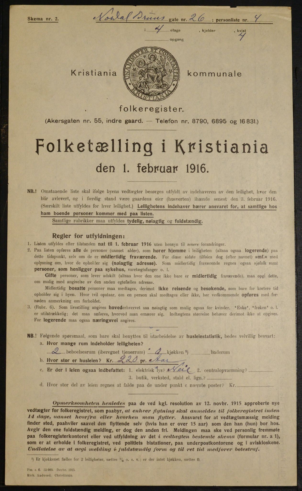 OBA, Municipal Census 1916 for Kristiania, 1916, p. 74178