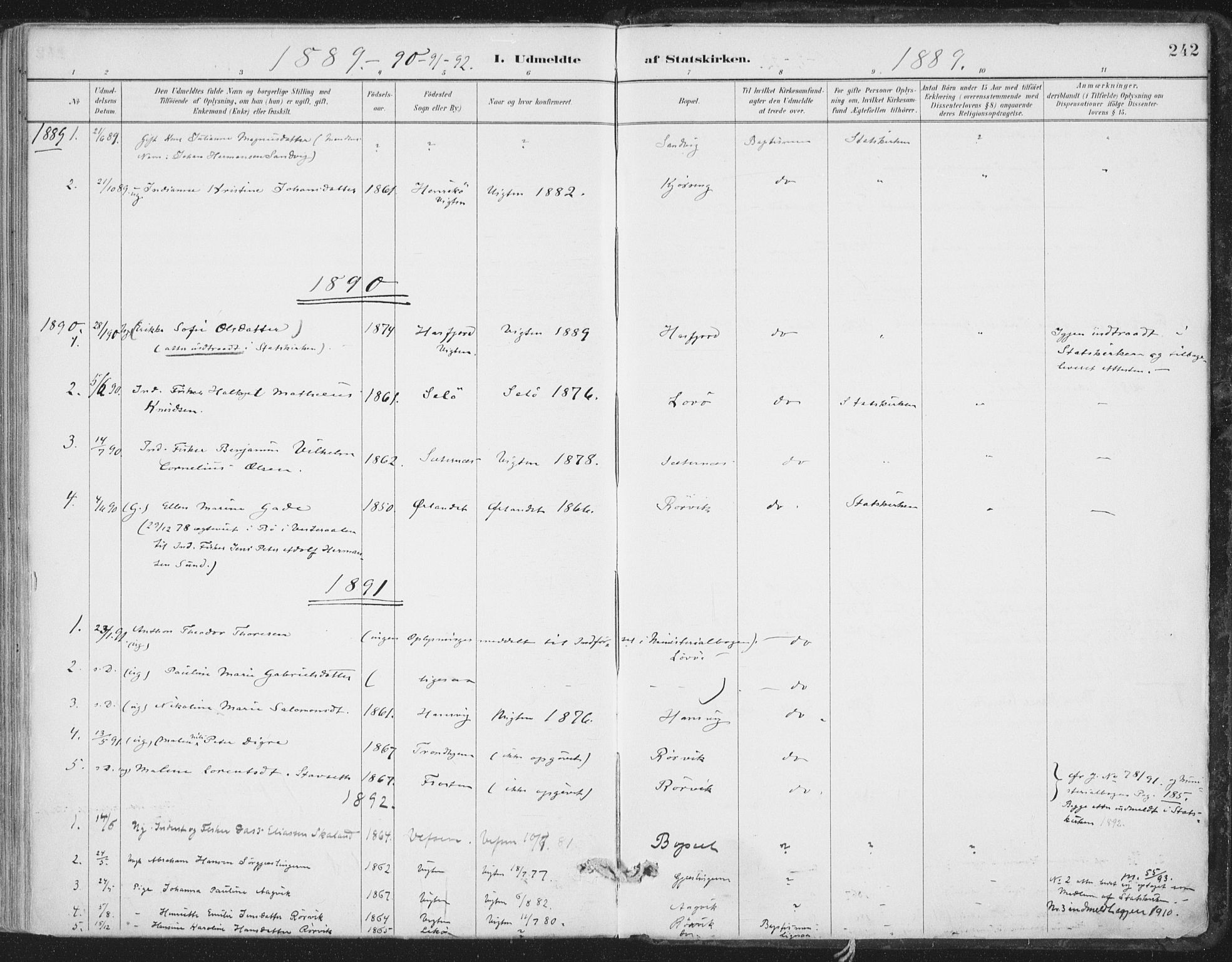 Ministerialprotokoller, klokkerbøker og fødselsregistre - Nord-Trøndelag, SAT/A-1458/786/L0687: Parish register (official) no. 786A03, 1888-1898, p. 242