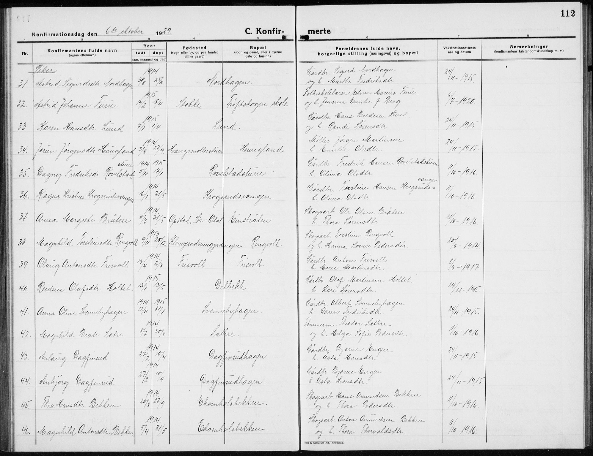 Nord-Odal prestekontor, AV/SAH-PREST-032/H/Ha/Hab/L0005: Parish register (copy) no. 5, 1924-1938, p. 112