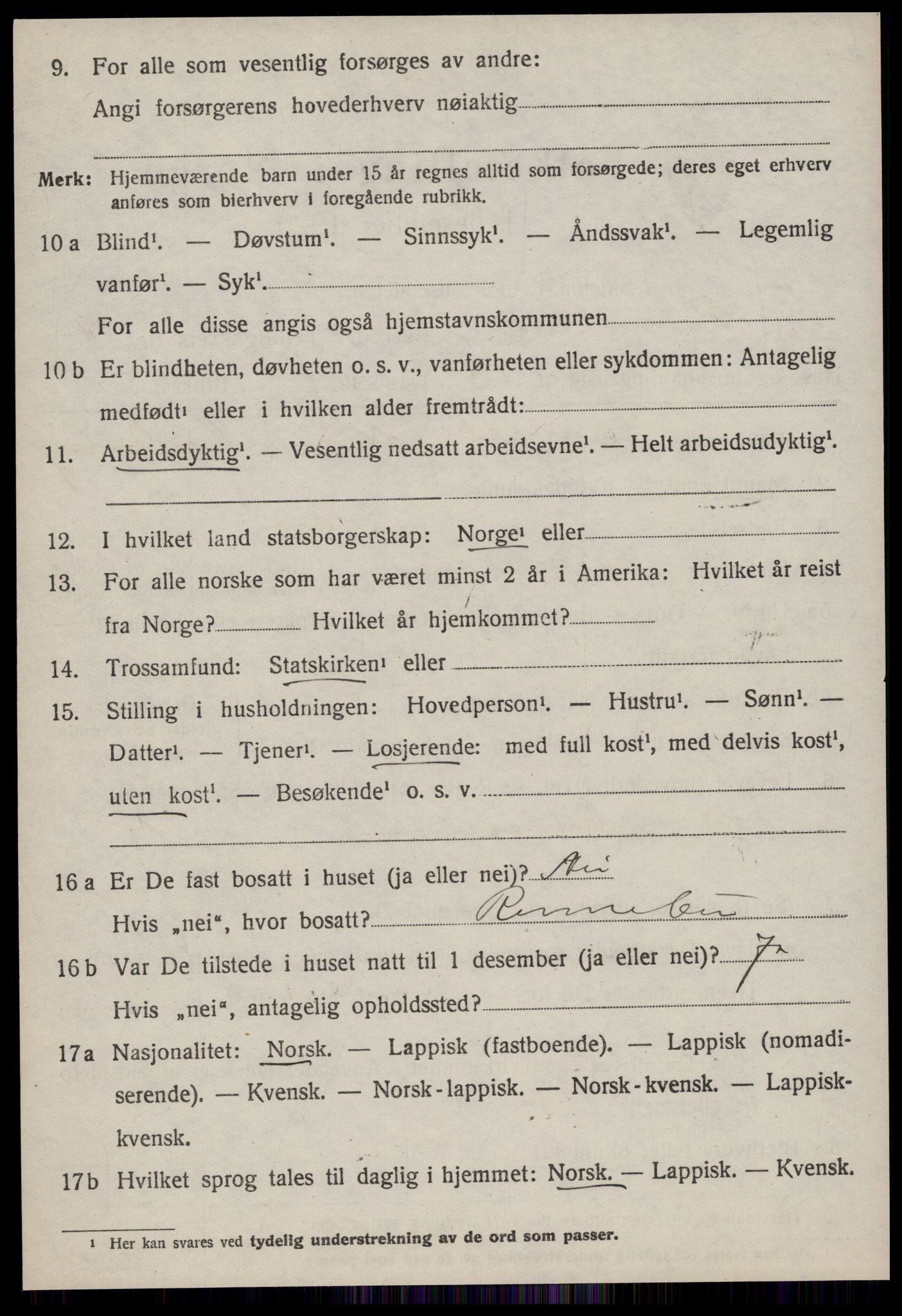 SAT, 1920 census for Rennebu, 1920, p. 3979