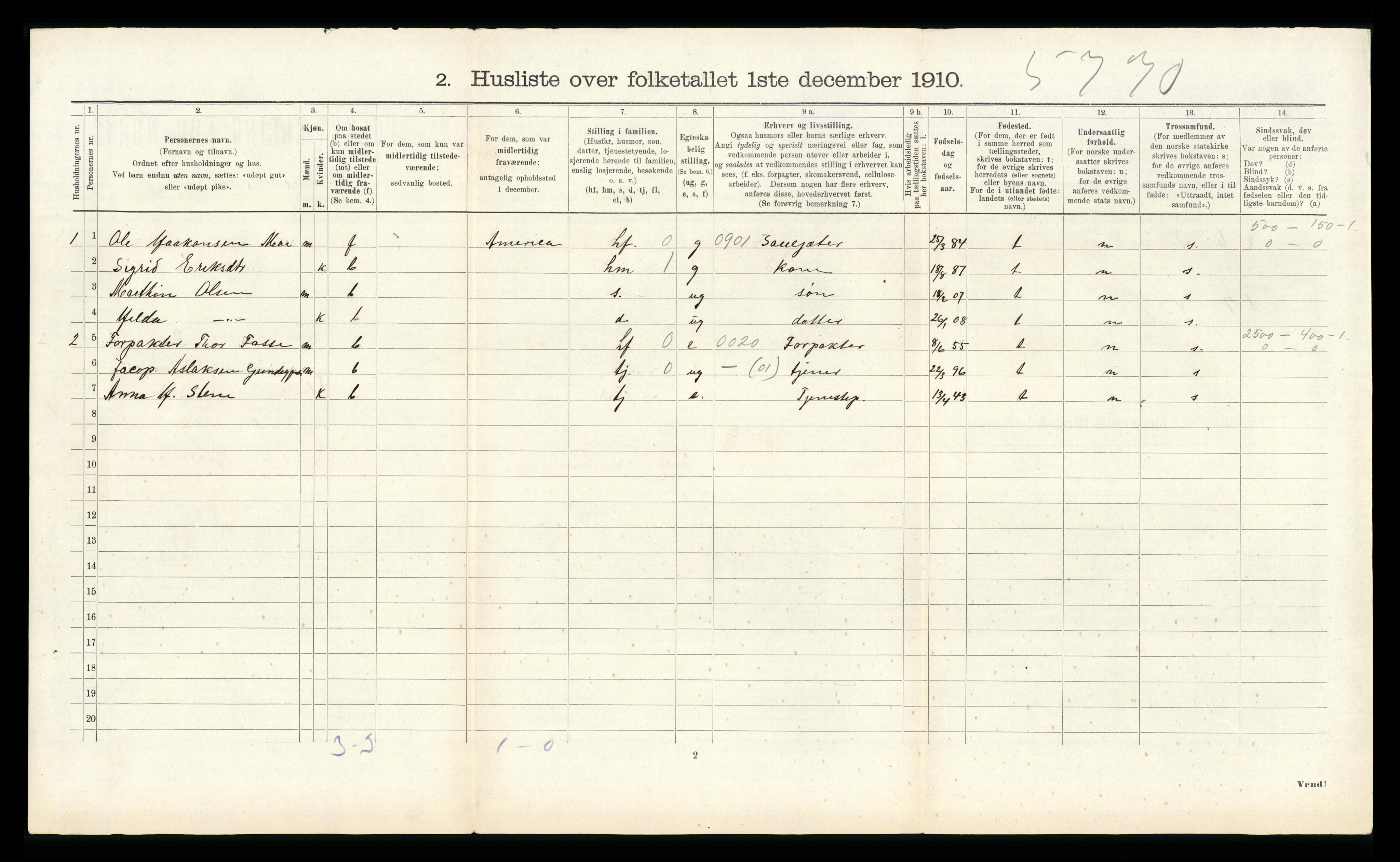 RA, 1910 census for Etne, 1910, p. 693