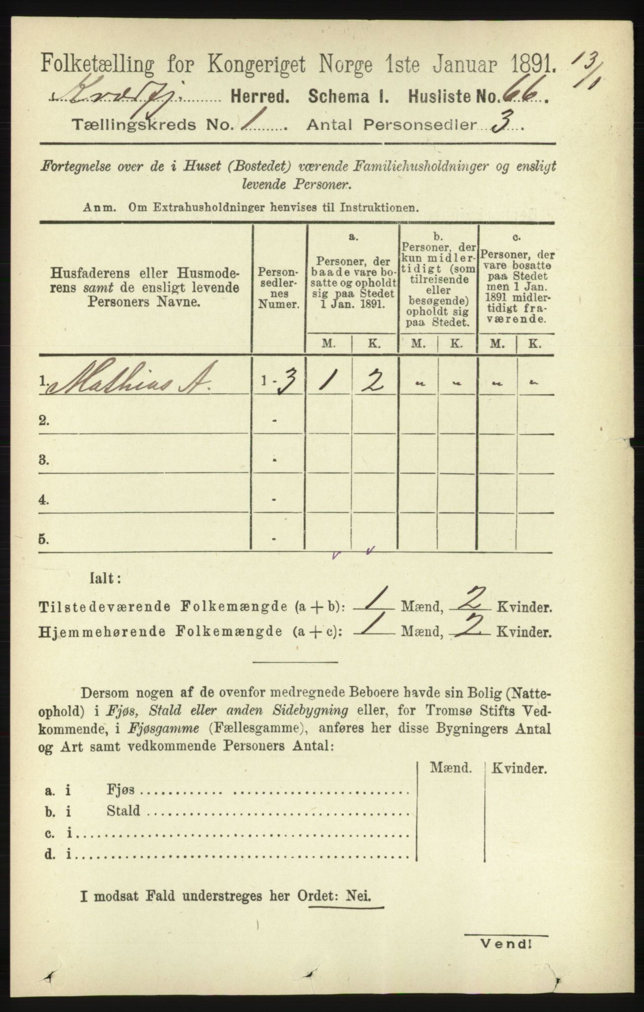 RA, 1891 census for 1911 Kvæfjord, 1891, p. 86
