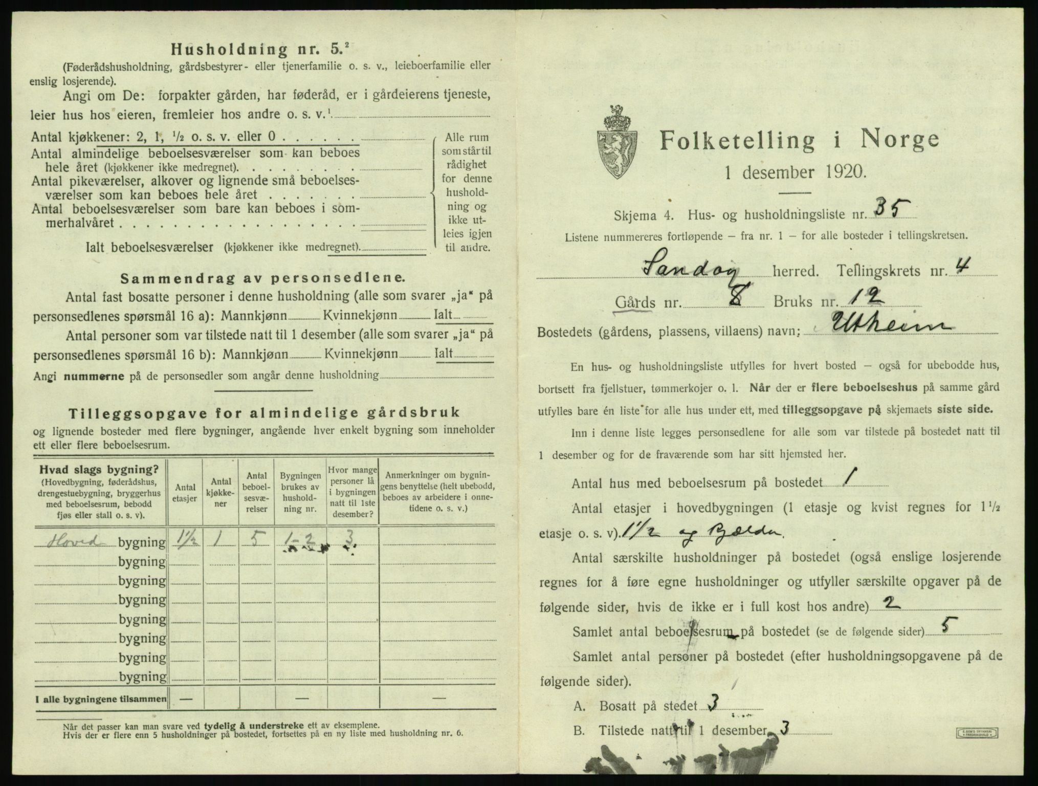 SAT, 1920 census for Sandøy, 1920, p. 236