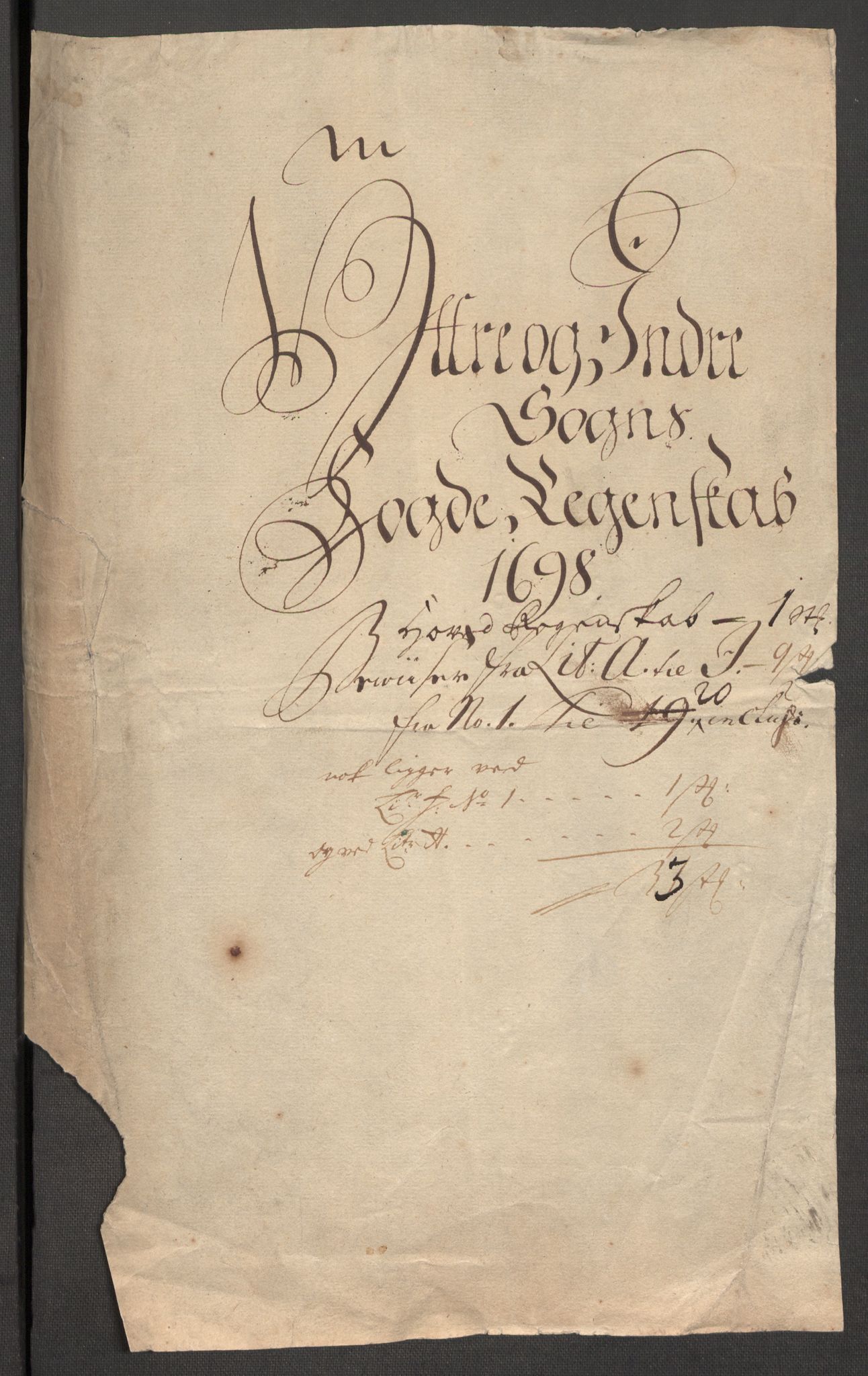 Rentekammeret inntil 1814, Reviderte regnskaper, Fogderegnskap, AV/RA-EA-4092/R52/L3310: Fogderegnskap Sogn, 1698-1699, p. 3