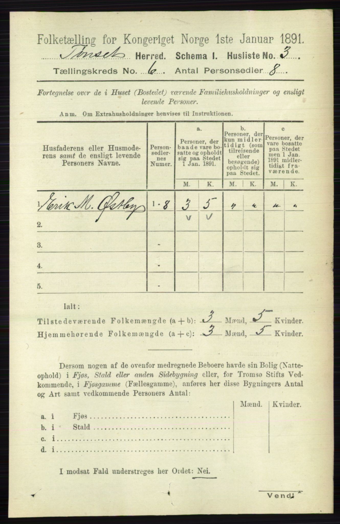 RA, 1891 census for 0437 Tynset, 1891, p. 1435