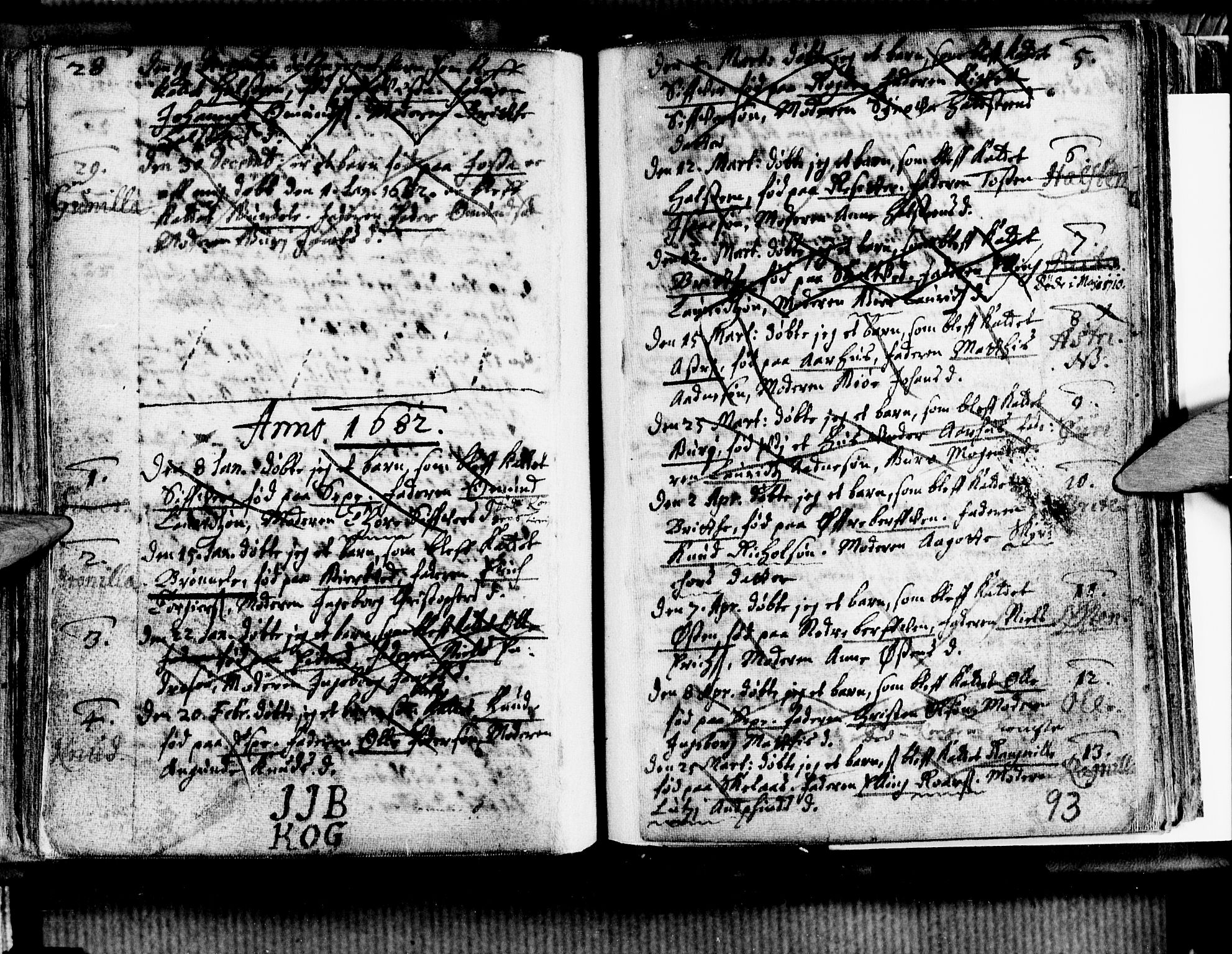 Ullensvang sokneprestembete, SAB/A-78701/H/Haa: Parish register (official) no. A 1 /1, 1669-1718, p. 93