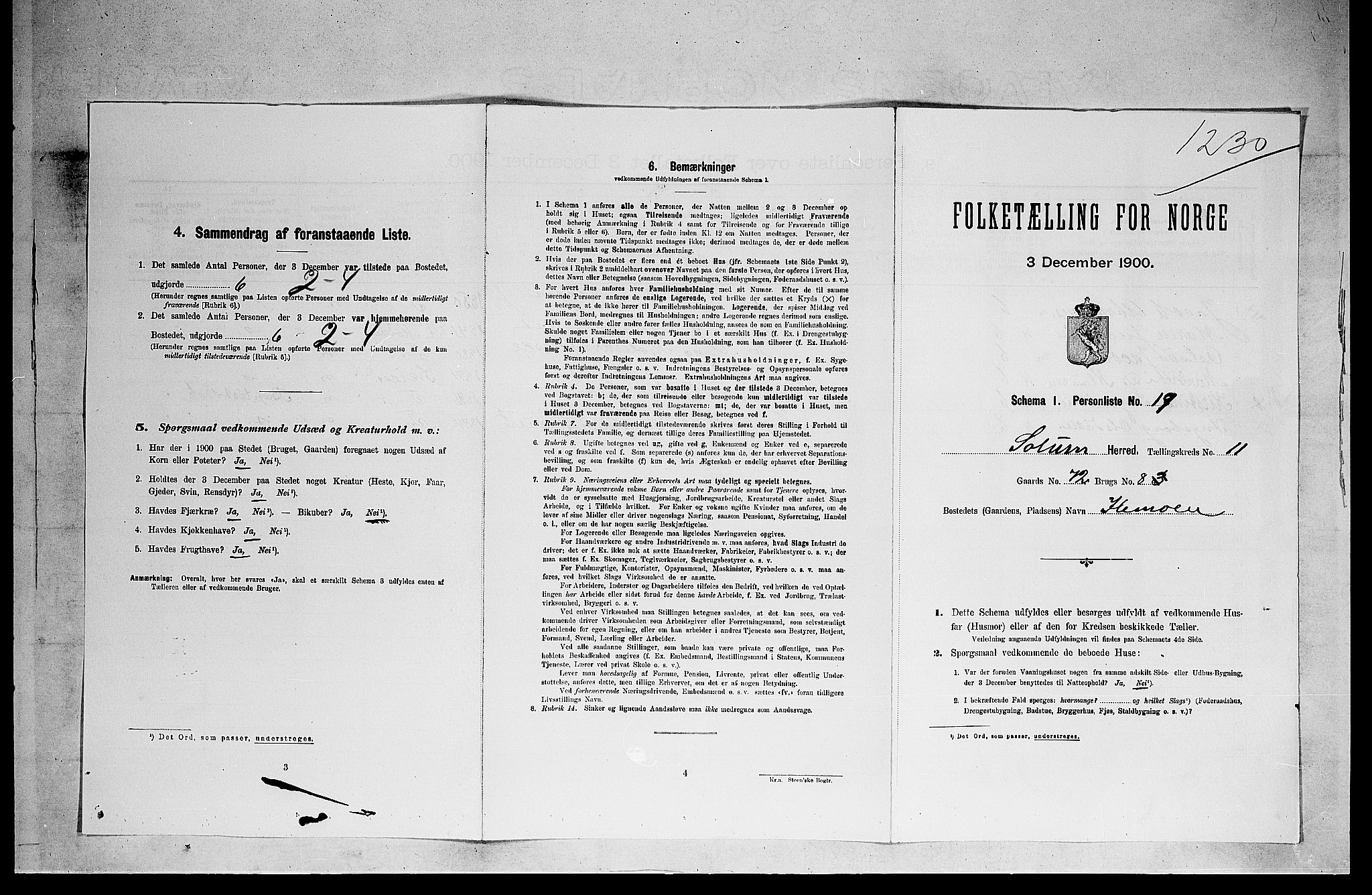 SAKO, 1900 census for Solum, 1900, p. 1873