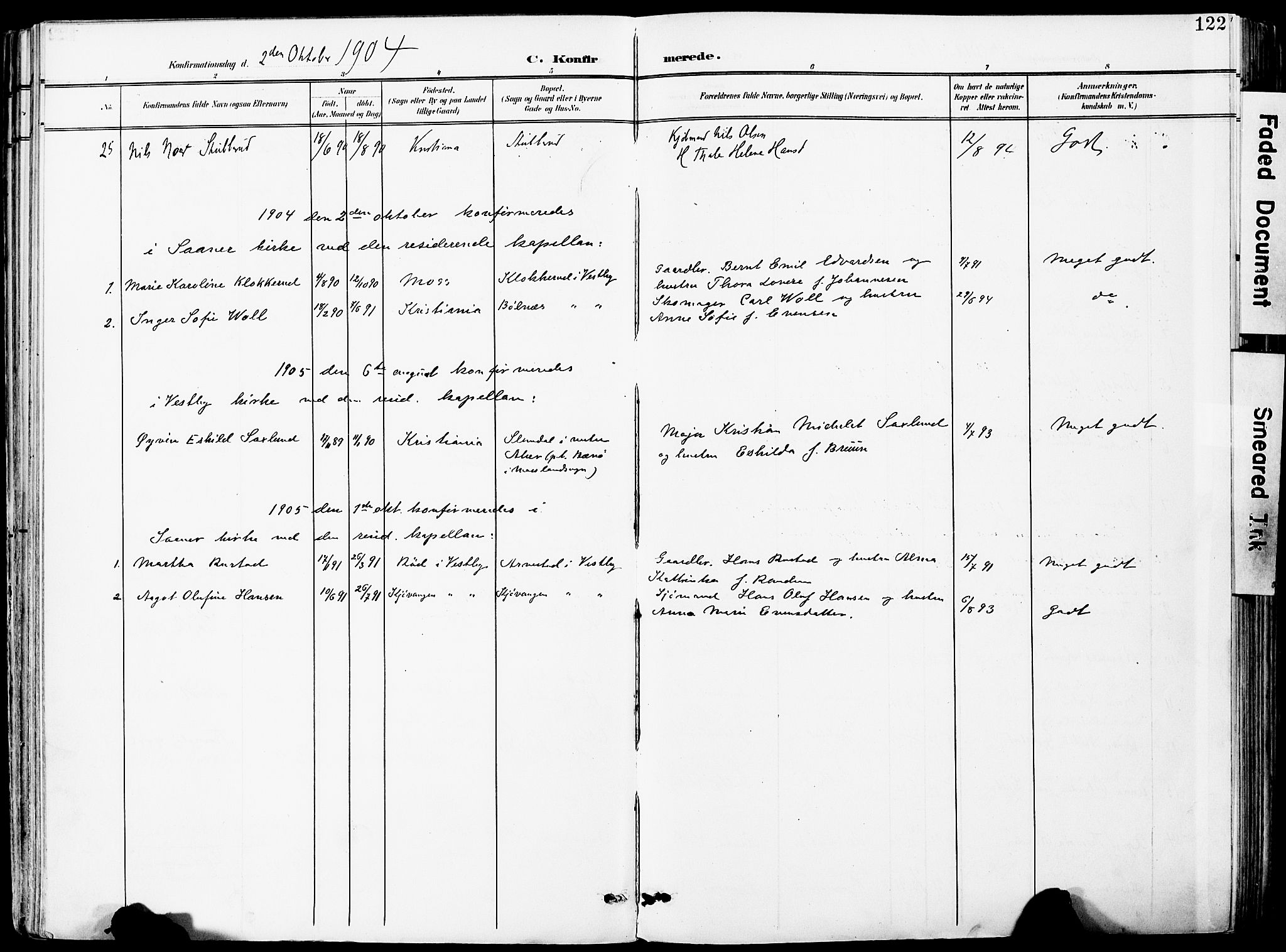 Vestby prestekontor Kirkebøker, SAO/A-10893/F/Fa/L0010: Parish register (official) no. I 10, 1900-1926, p. 122