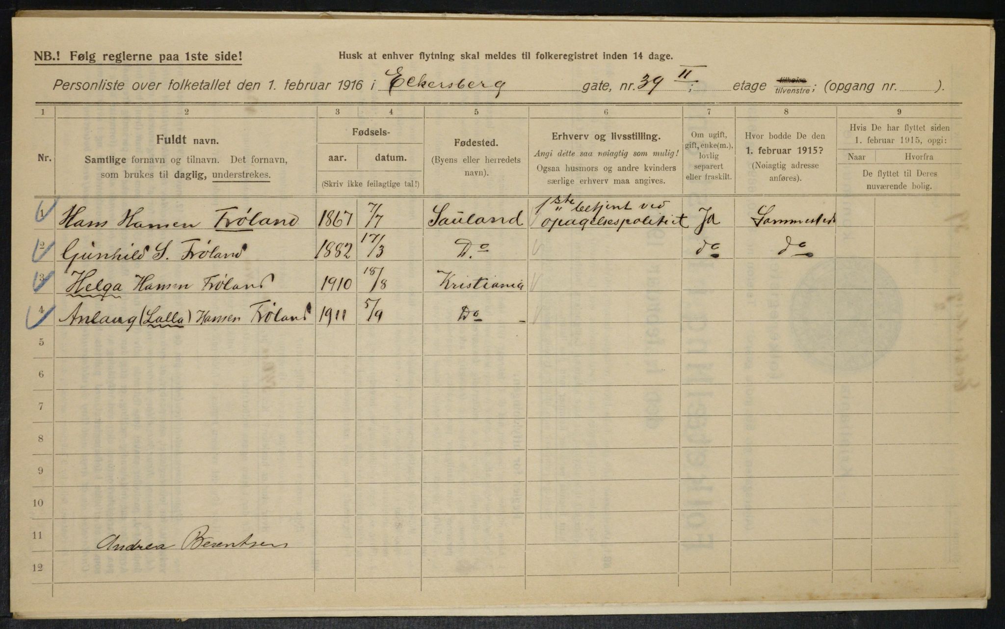 OBA, Municipal Census 1916 for Kristiania, 1916, p. 18773