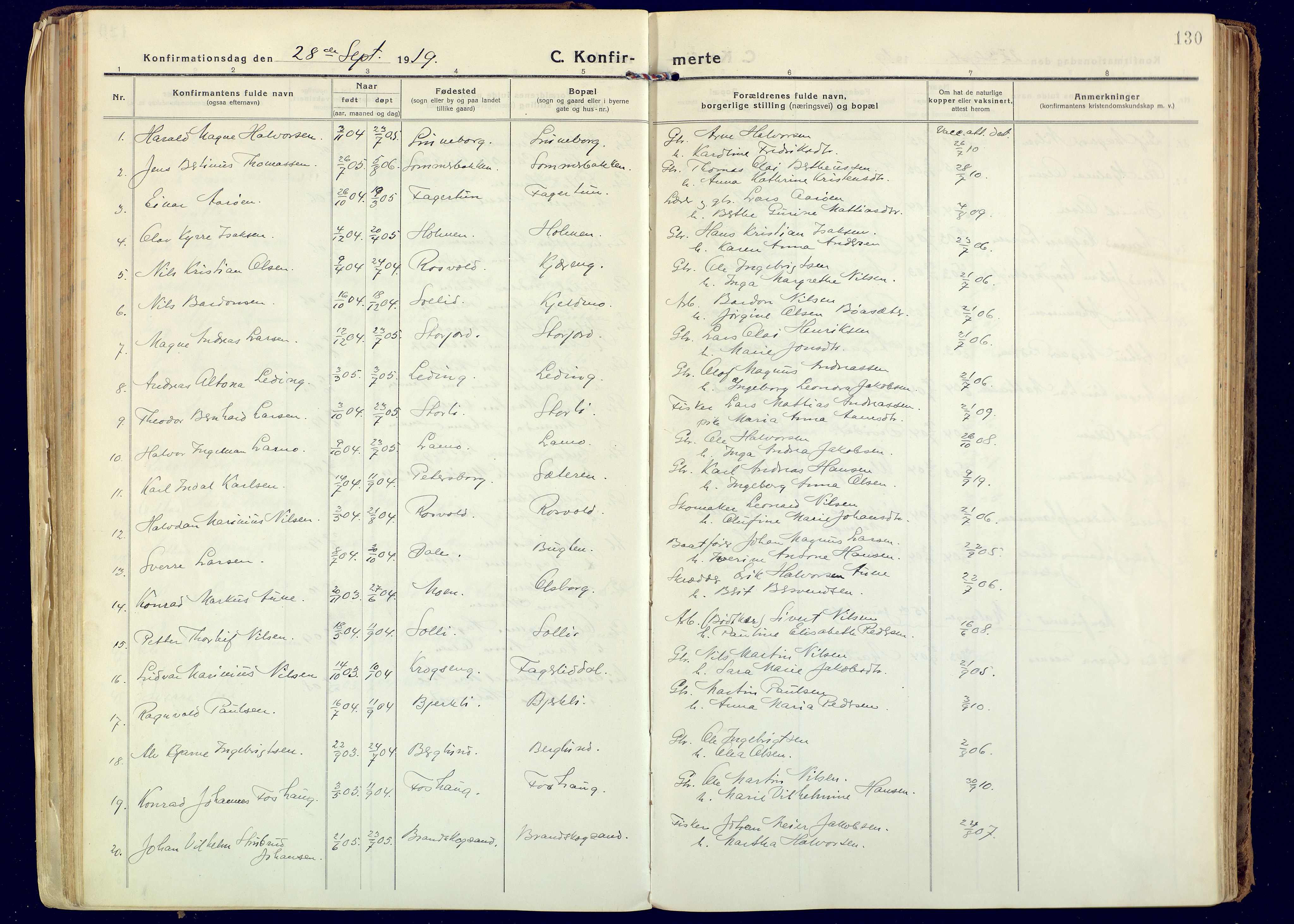 Målselv sokneprestembete, AV/SATØ-S-1311/G/Ga/Gaa/L0014kirke: Parish register (official) no. 14, 1919-1932, p. 130
