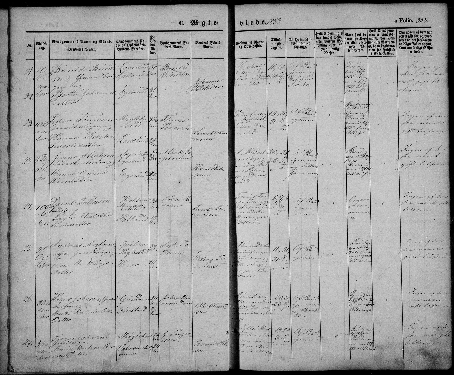 Eigersund sokneprestkontor, AV/SAST-A-101807/S08/L0013: Parish register (official) no. A 12.2, 1850-1865, p. 358