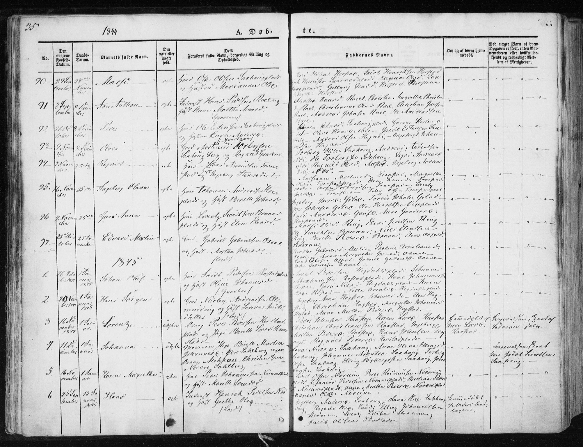 Ministerialprotokoller, klokkerbøker og fødselsregistre - Nord-Trøndelag, SAT/A-1458/730/L0280: Parish register (official) no. 730A07 /1, 1840-1854, p. 35