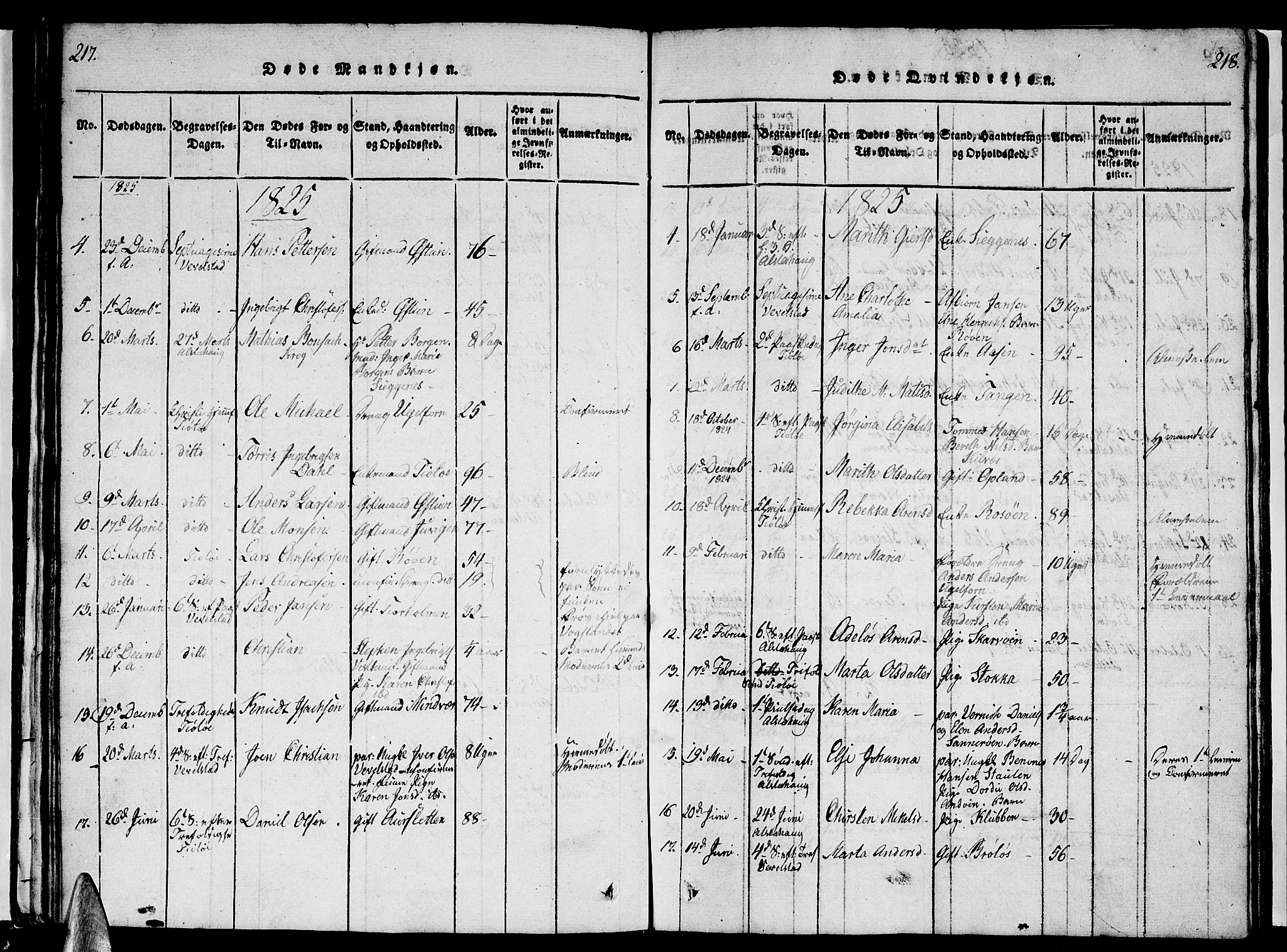 Ministerialprotokoller, klokkerbøker og fødselsregistre - Nordland, AV/SAT-A-1459/830/L0457: Parish register (copy) no. 830C01 /1, 1820-1842, p. 217-218