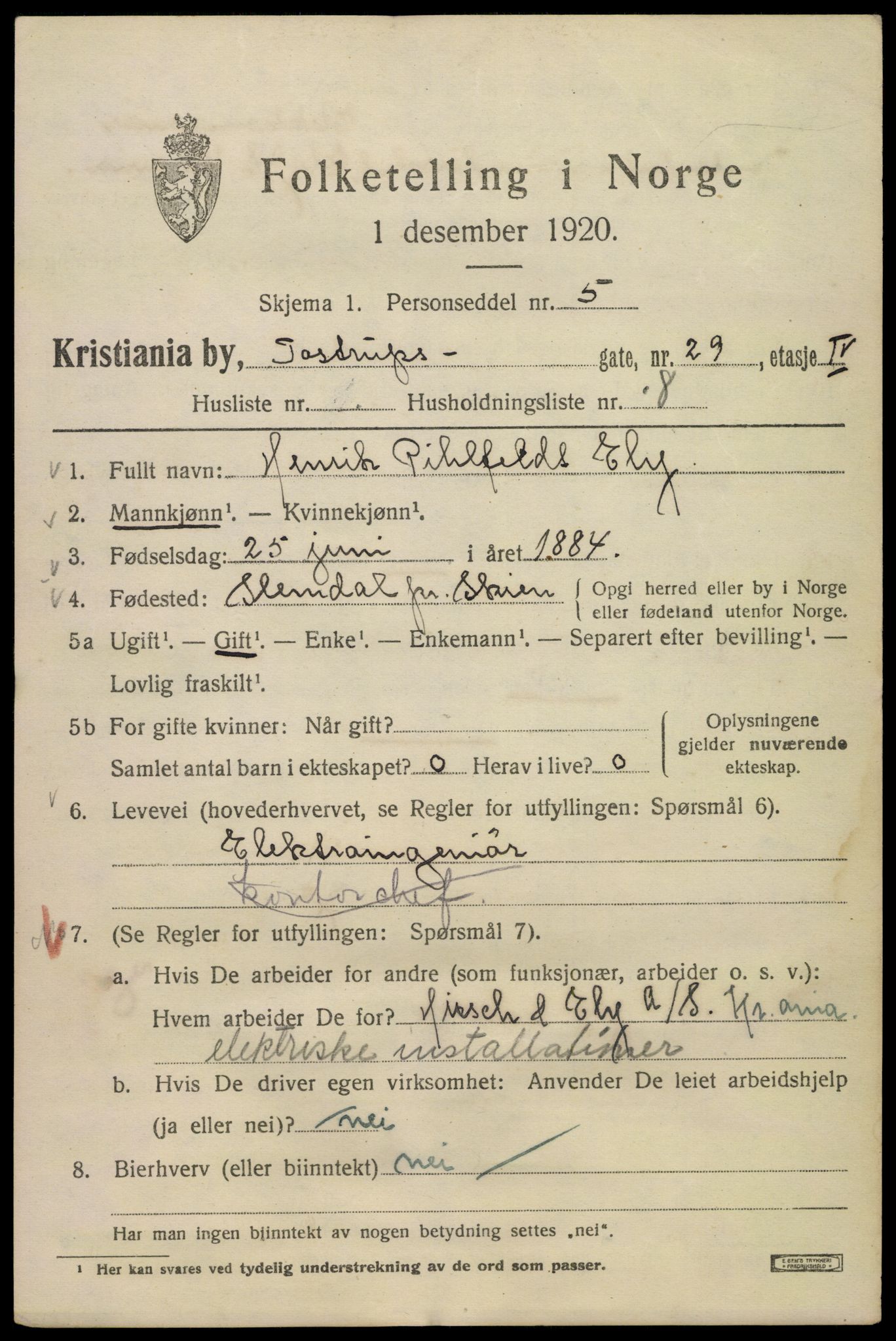 SAO, 1920 census for Kristiania, 1920, p. 595837