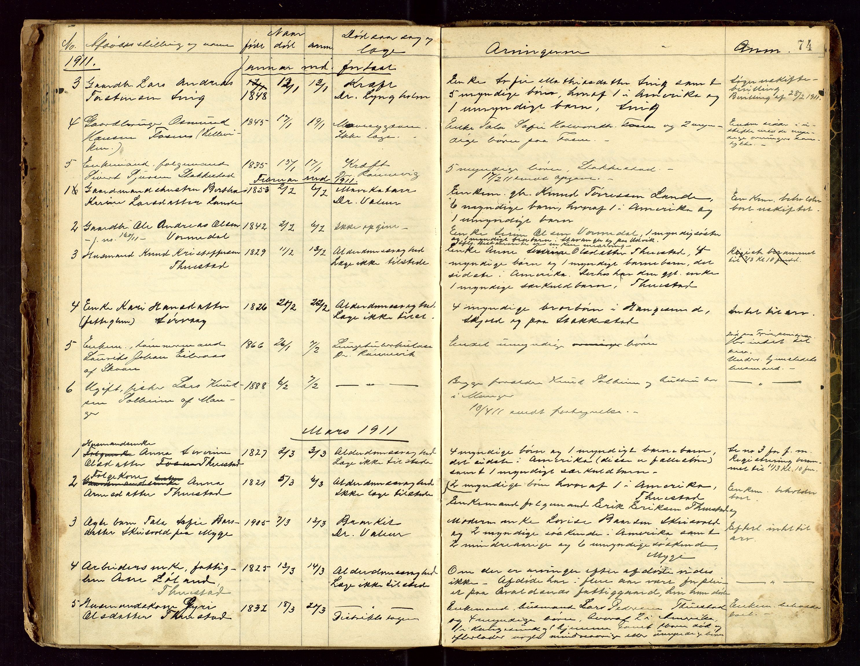 Avaldsnes lensmannskontor, SAST/A-100286/Gga/L0001: "Dødslistene Avaldsnæs Prtgd  2 - 87  Kopervig Sogn  38 - 120", 1897-1916, p. 74