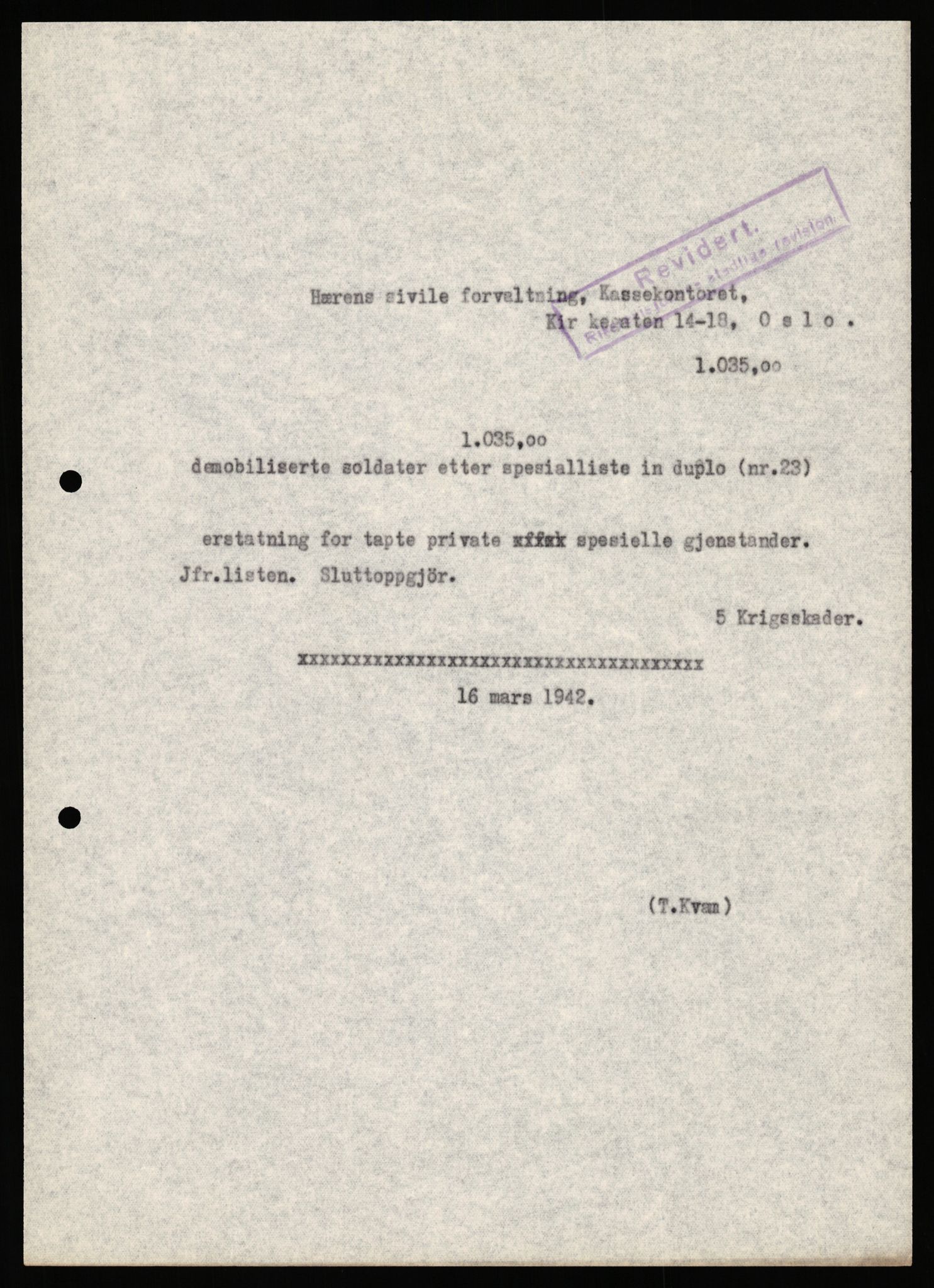 Justisdepartementet, Oppgjørsavdelingen, AV/RA-S-1056/G/Gb/L0095: Spesiallister m.v., 1940-1943, p. 26