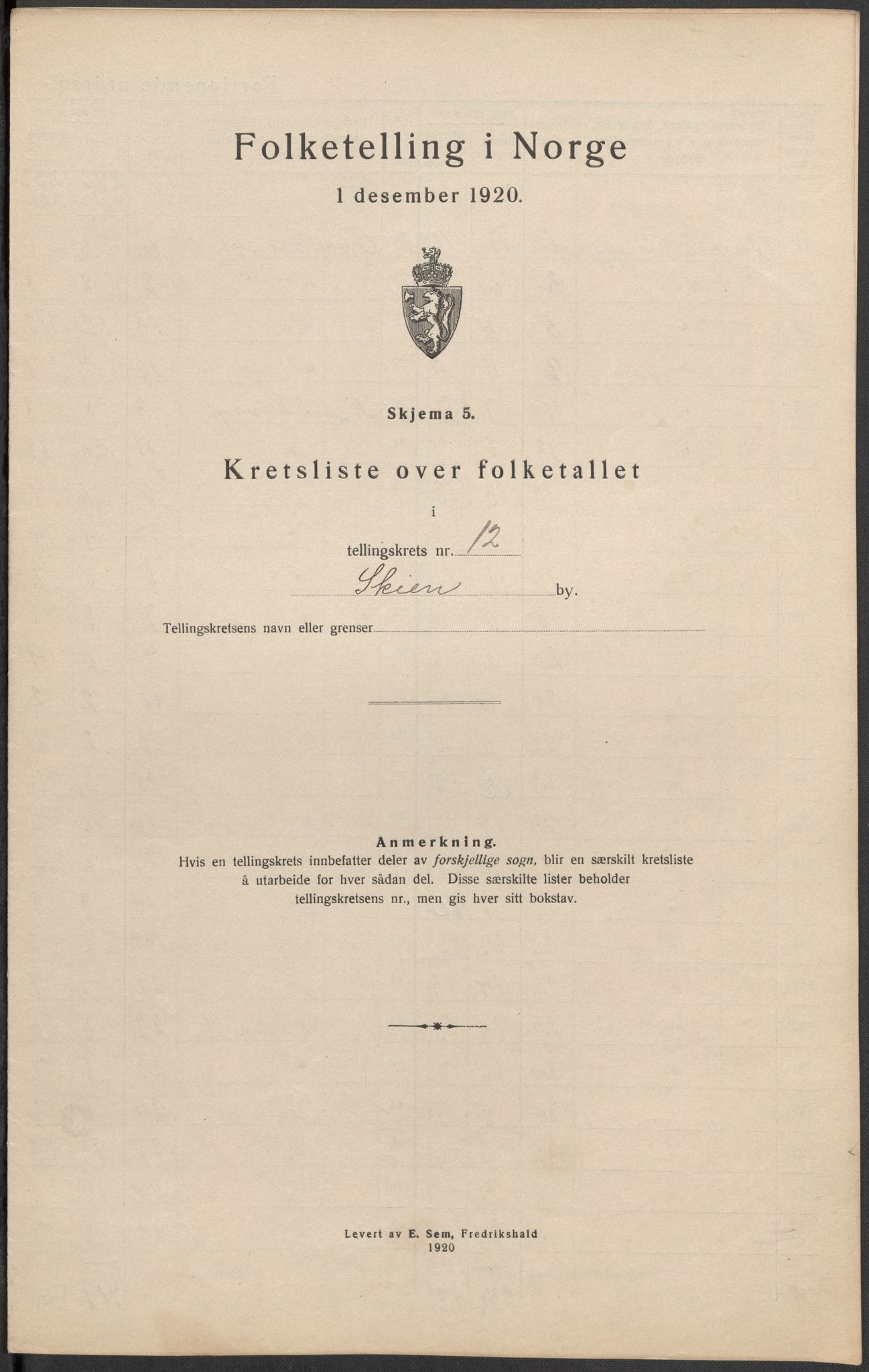 SAKO, 1920 census for Skien, 1920, p. 64