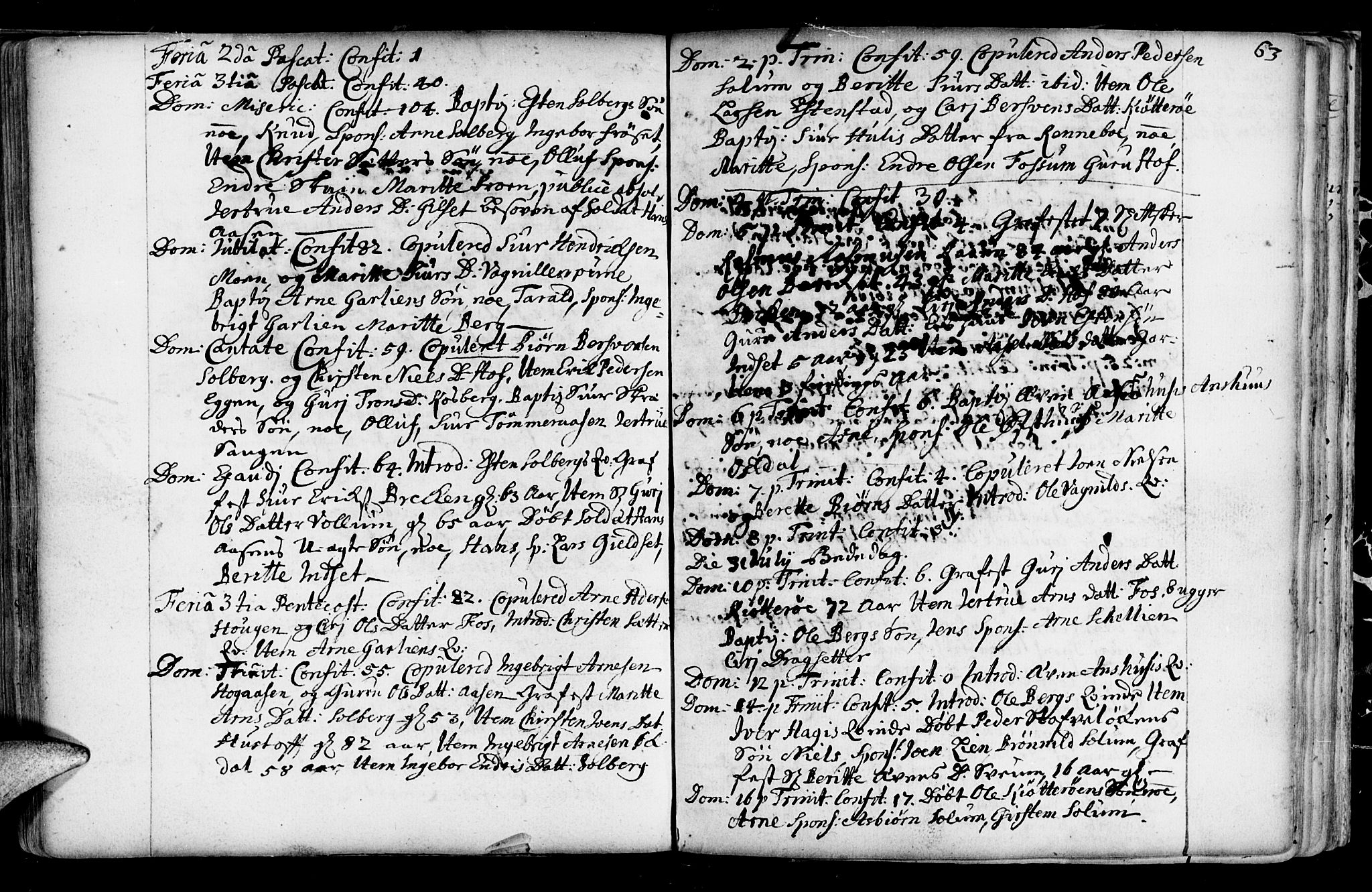 Ministerialprotokoller, klokkerbøker og fødselsregistre - Sør-Trøndelag, SAT/A-1456/689/L1036: Parish register (official) no. 689A01, 1696-1746, p. 63