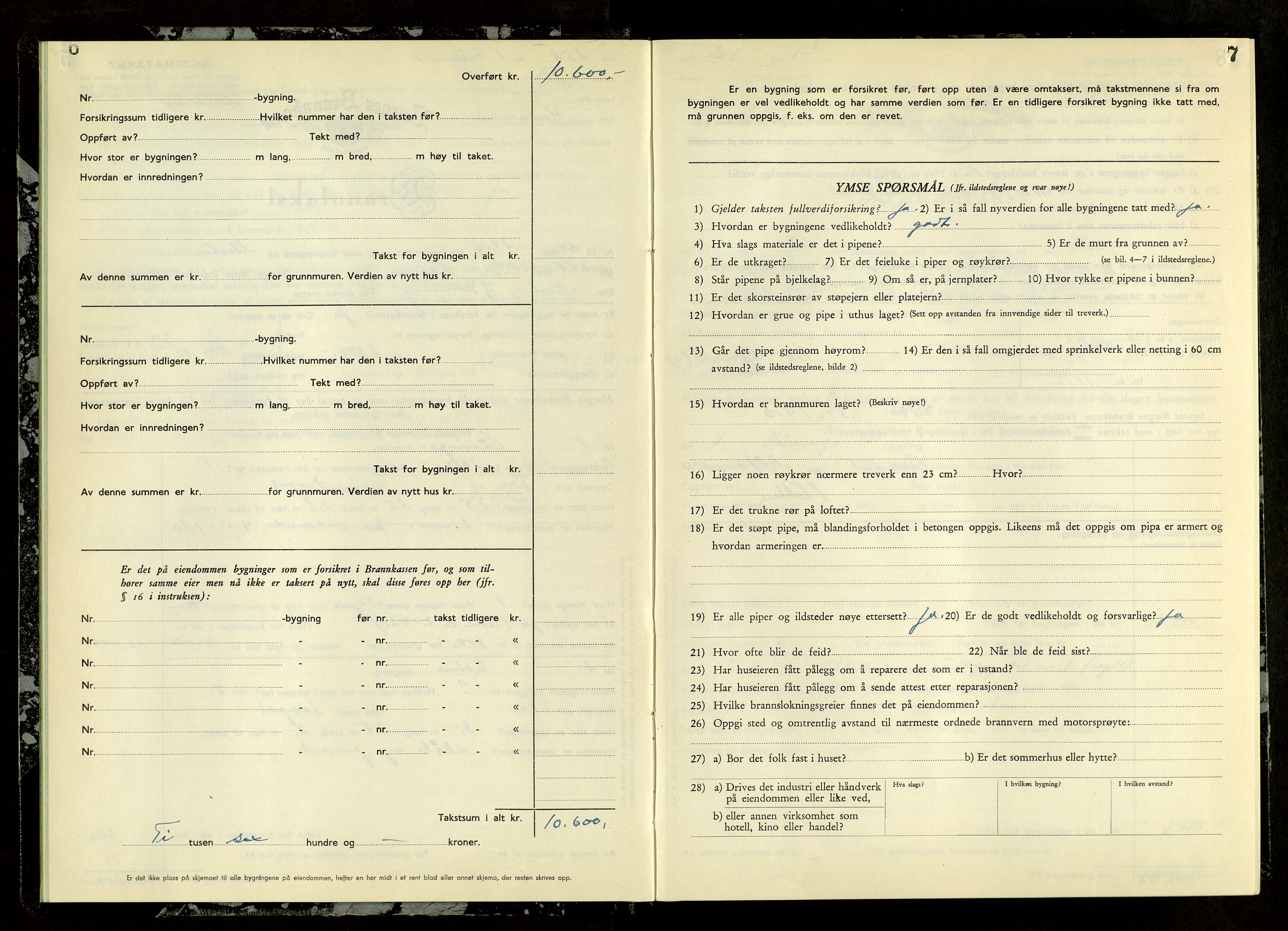 Norges Brannkasse, Furnes, AV/SAH-NBRANF-004/F/L0007: Branntakstprotokoll, 1954-1955, p. 6-7