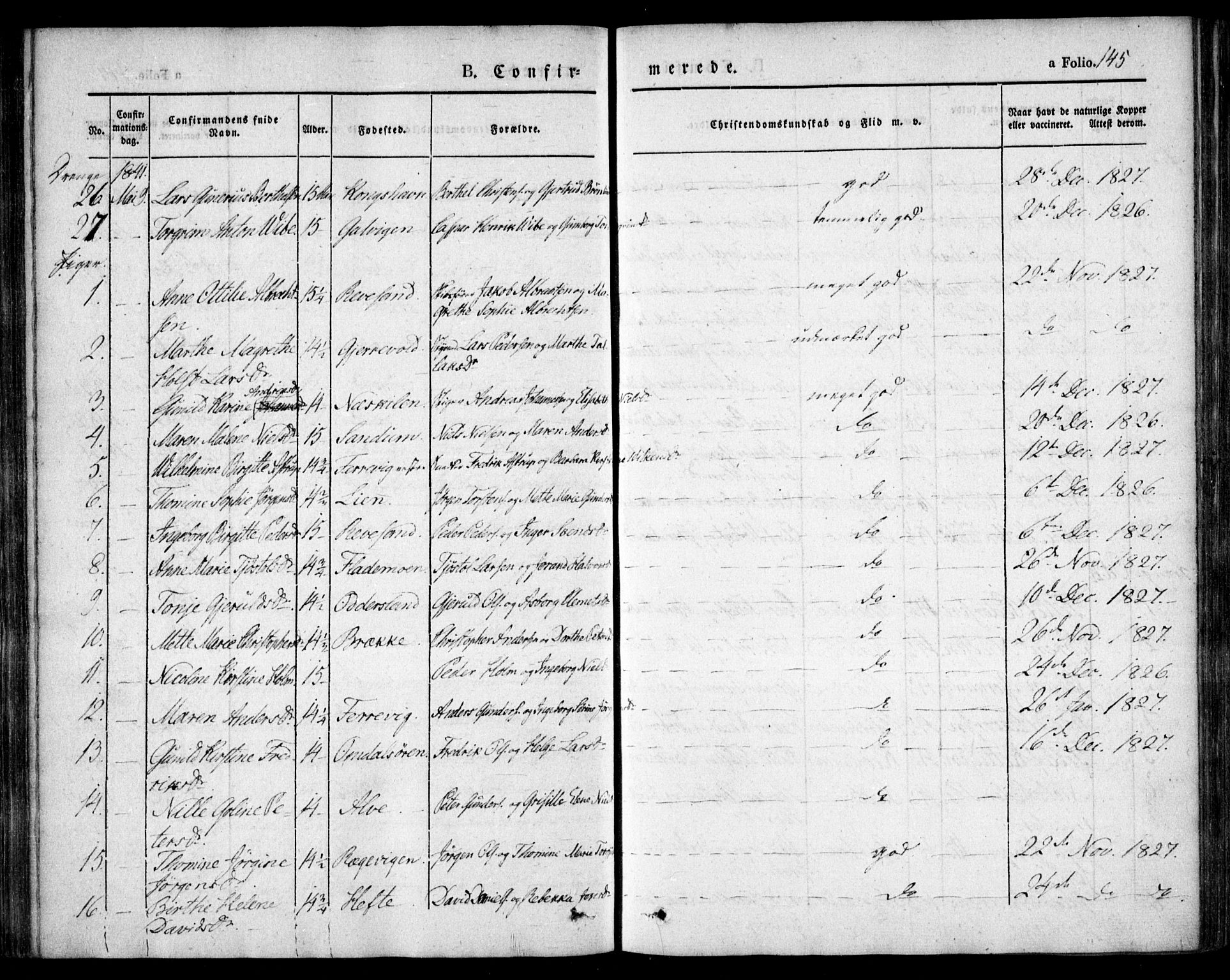 Tromøy sokneprestkontor, AV/SAK-1111-0041/F/Fa/L0004: Parish register (official) no. A 4, 1837-1846, p. 145