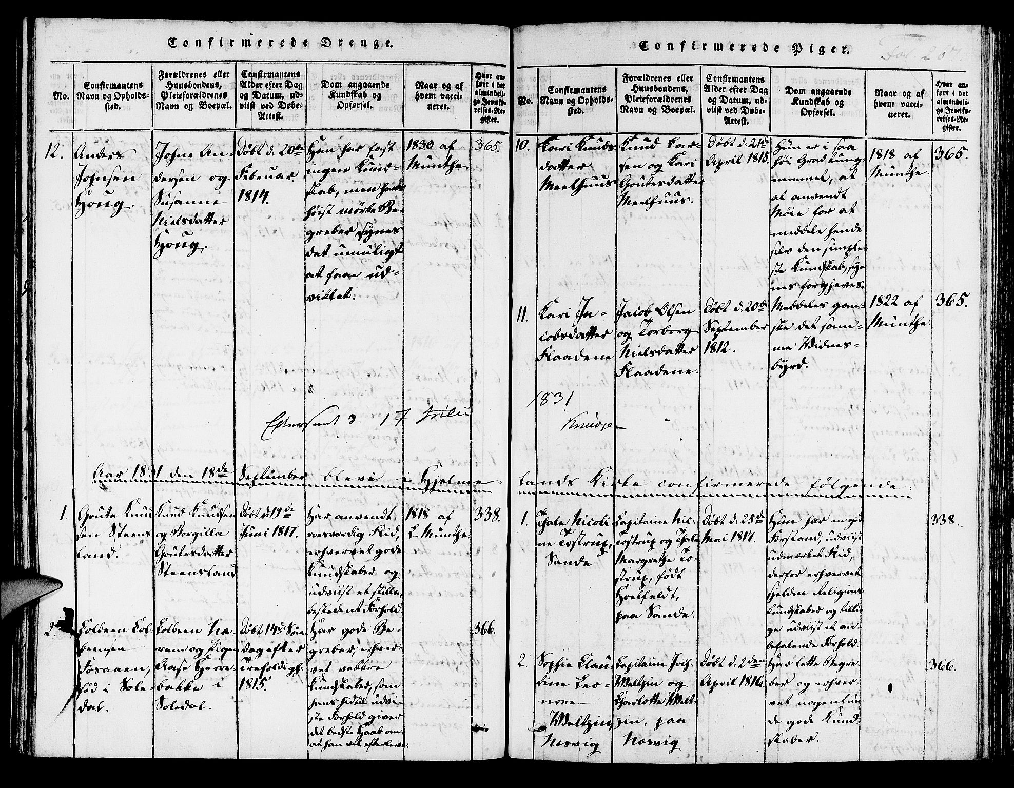 Hjelmeland sokneprestkontor, AV/SAST-A-101843/01/IV/L0003: Parish register (official) no. A 3, 1816-1834, p. 267