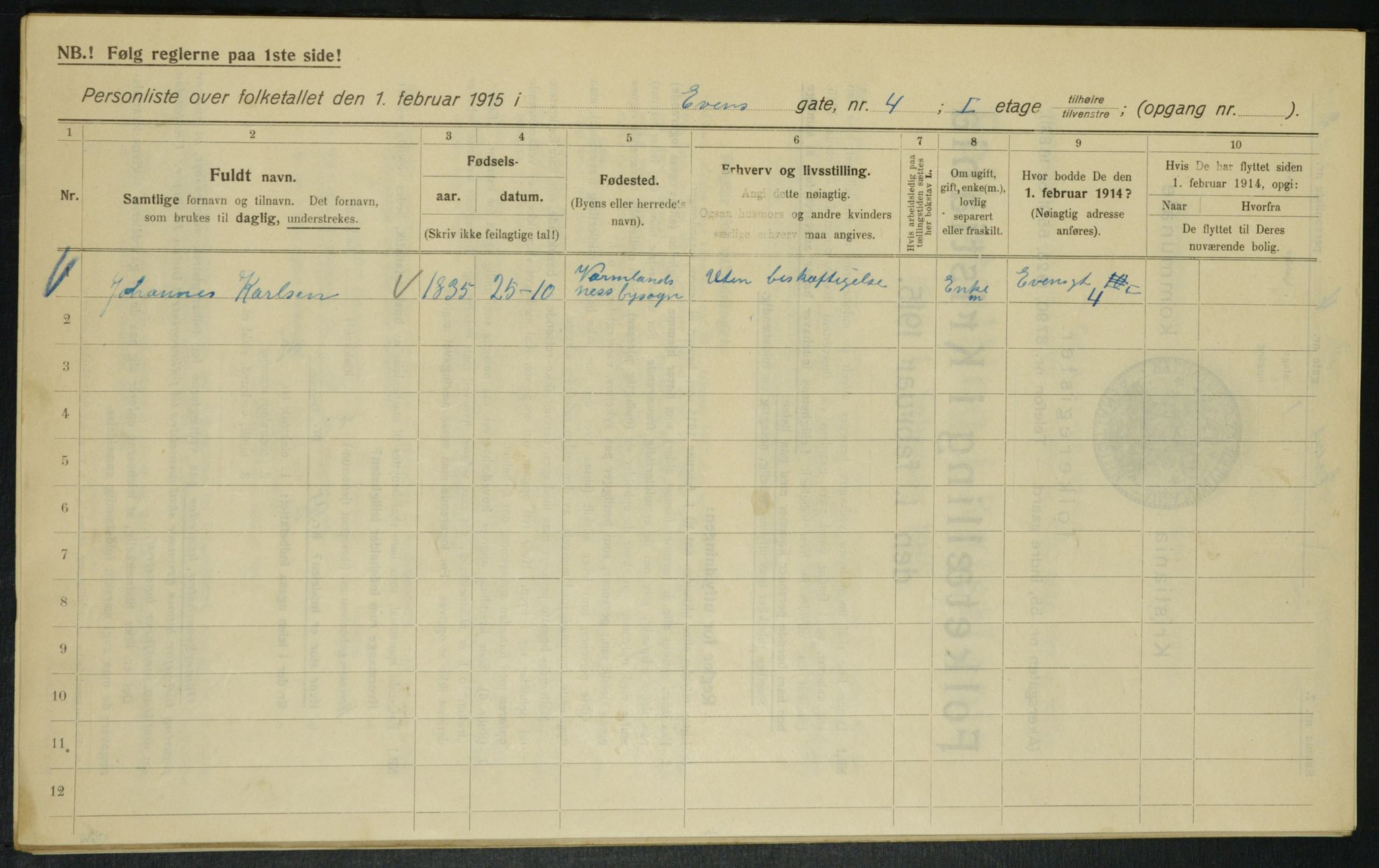 OBA, Municipal Census 1915 for Kristiania, 1915, p. 22458