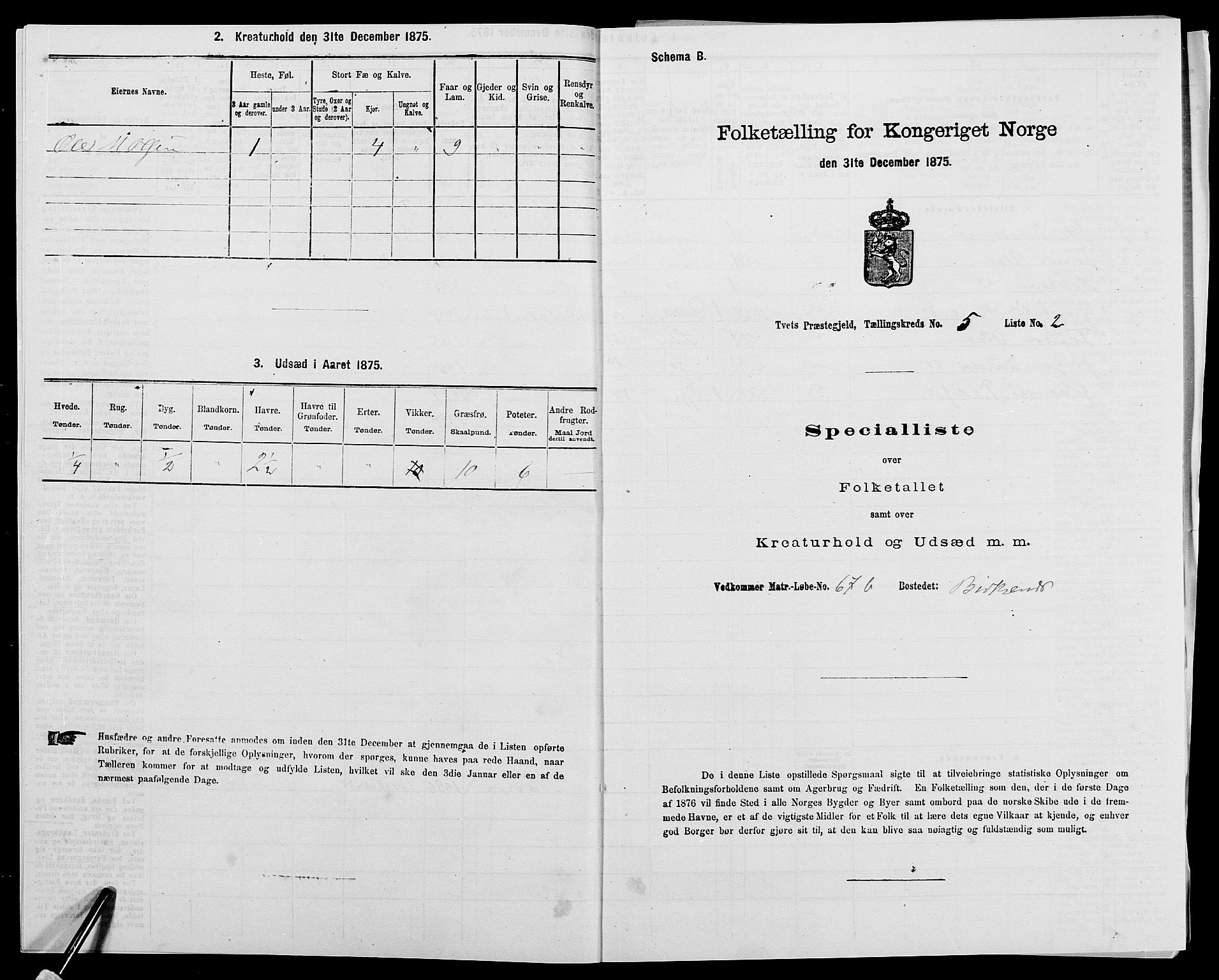 SAK, 1875 census for 1013P Tveit, 1875, p. 663