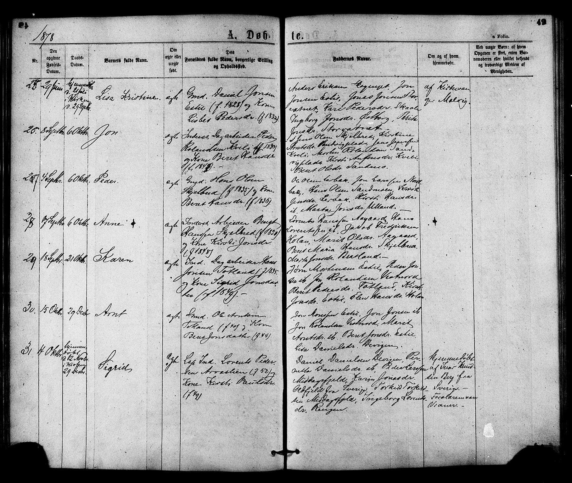 Ministerialprotokoller, klokkerbøker og fødselsregistre - Nord-Trøndelag, AV/SAT-A-1458/755/L0493: Parish register (official) no. 755A02, 1865-1881, p. 49