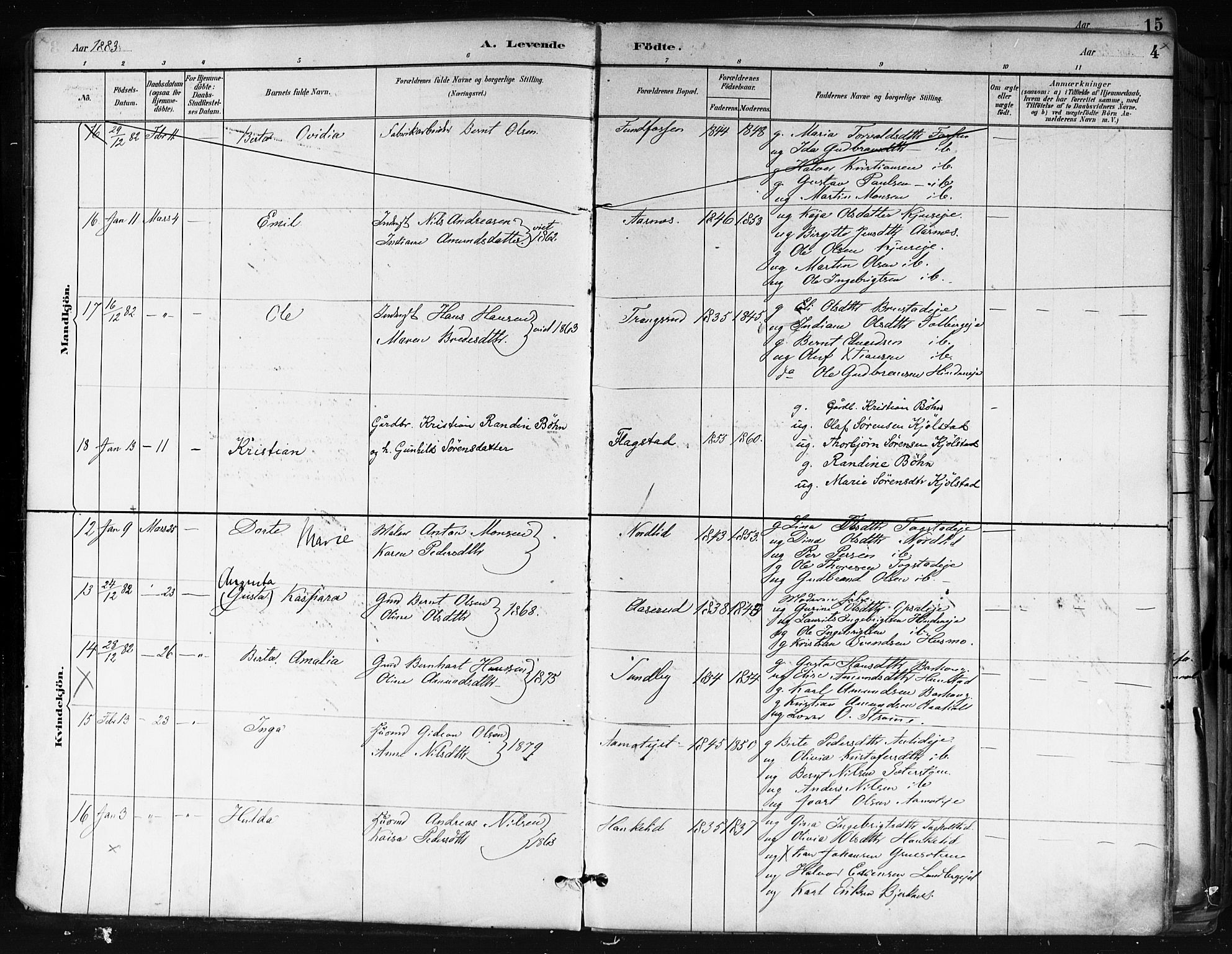 Nes prestekontor Kirkebøker, SAO/A-10410/F/Fa/L0010: Parish register (official) no. I 10, 1883-1898, p. 4