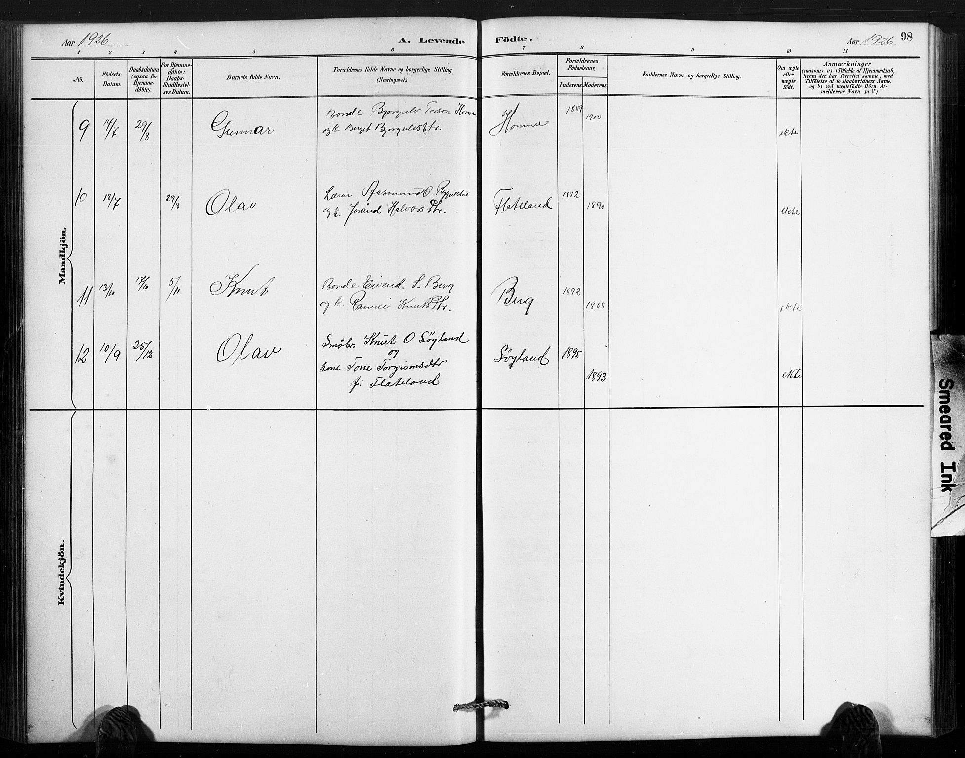 Valle sokneprestkontor, SAK/1111-0044/F/Fb/Fbc/L0004: Parish register (copy) no. B 4, 1890-1928, p. 98