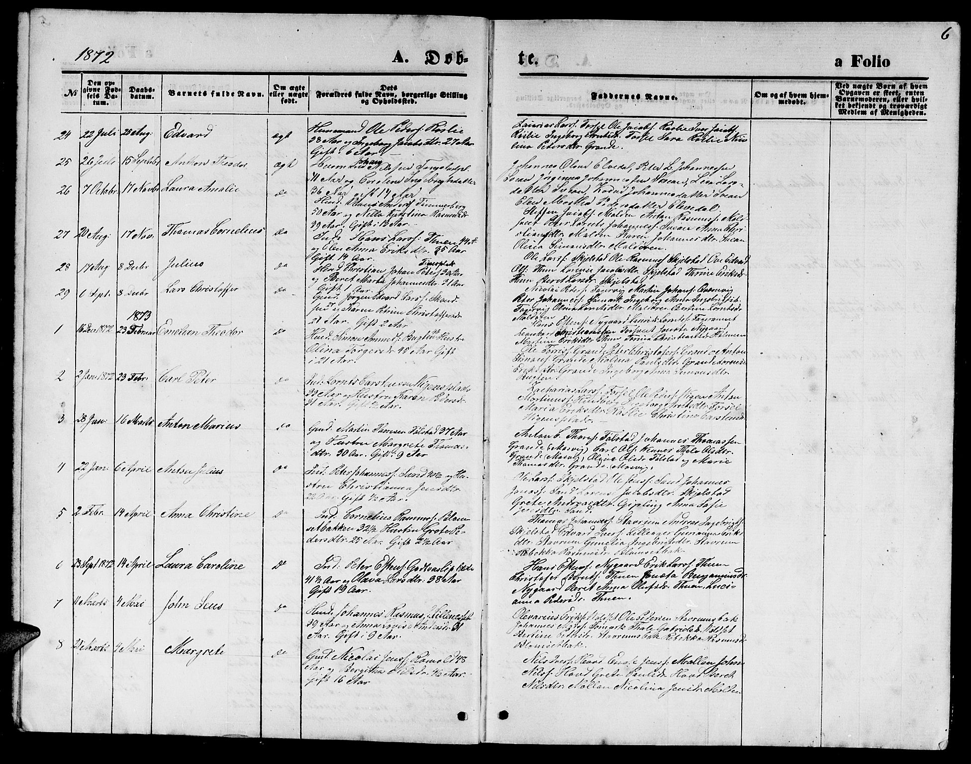 Ministerialprotokoller, klokkerbøker og fødselsregistre - Nord-Trøndelag, AV/SAT-A-1458/744/L0422: Parish register (copy) no. 744C01, 1871-1885, p. 6