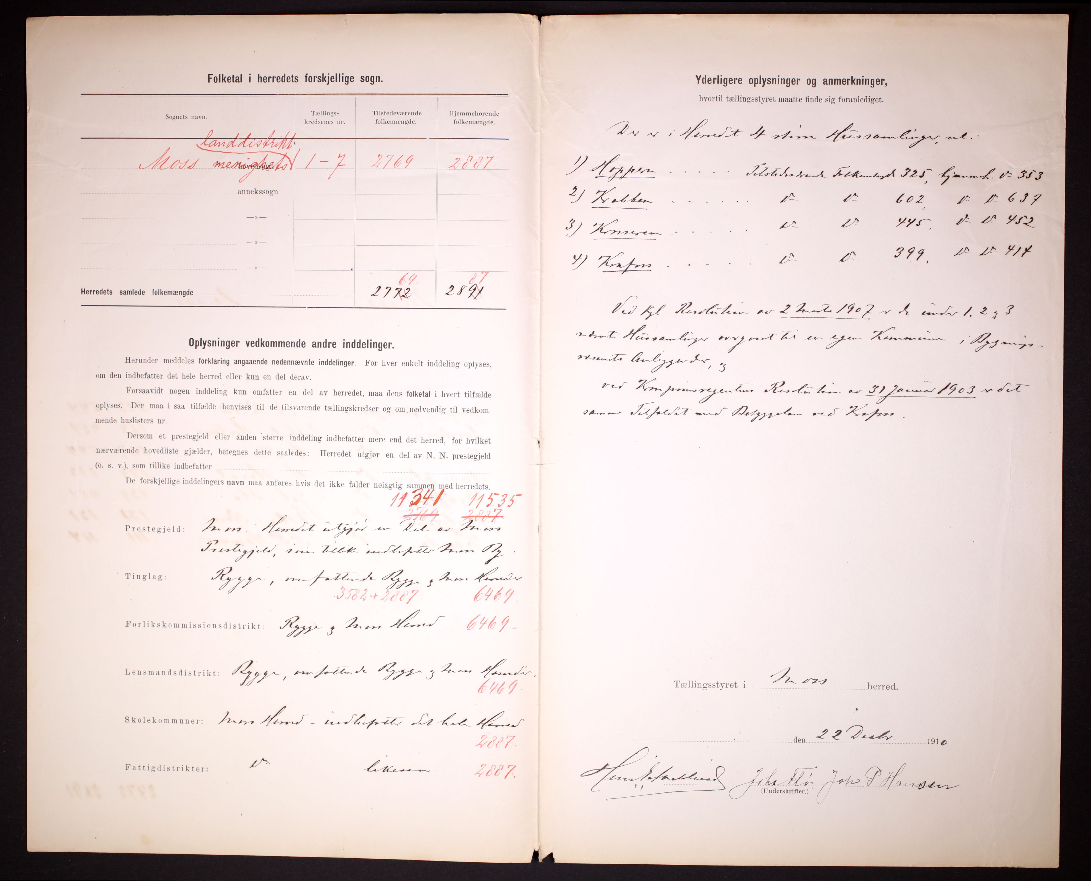 RA, 1910 census for Moss, 1910, p. 3