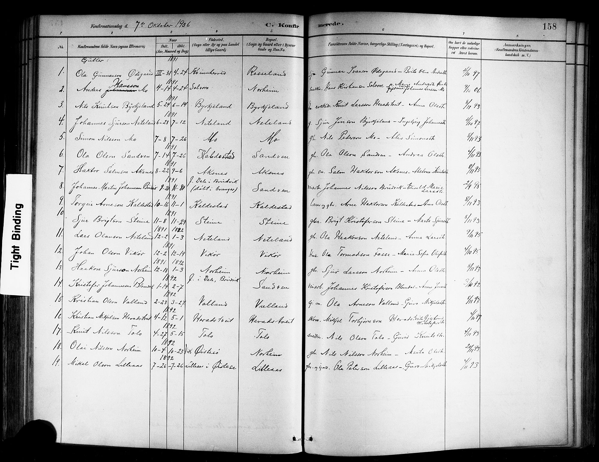 Kvam sokneprestembete, SAB/A-76201/H/Hab: Parish register (copy) no. B 3, 1884-1916, p. 158