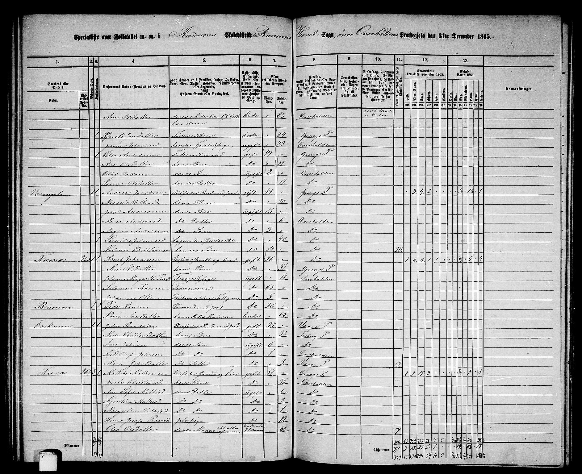 RA, 1865 census for Overhalla, 1865, p. 31