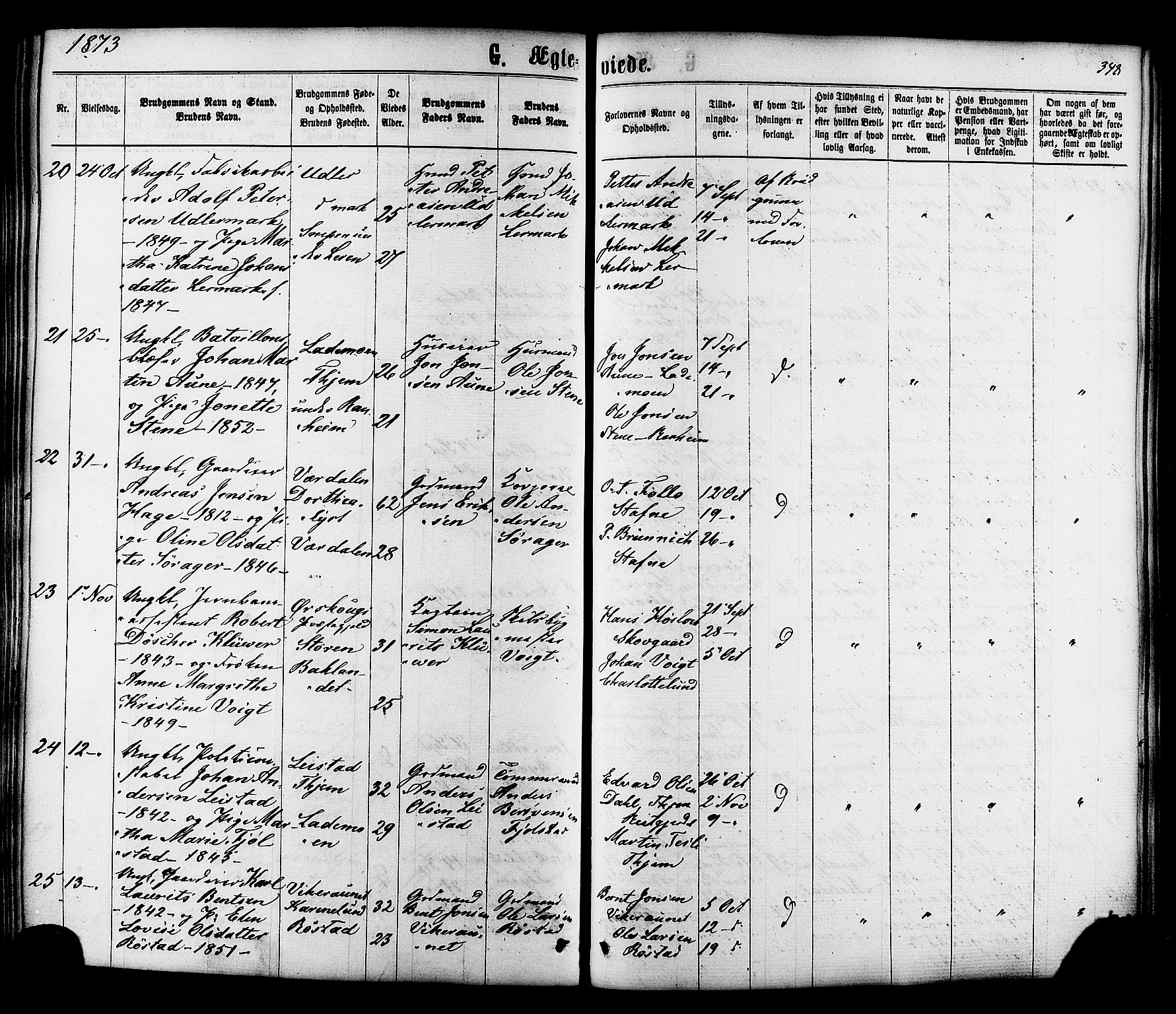 Ministerialprotokoller, klokkerbøker og fødselsregistre - Sør-Trøndelag, AV/SAT-A-1456/606/L0293: Parish register (official) no. 606A08, 1866-1877, p. 348