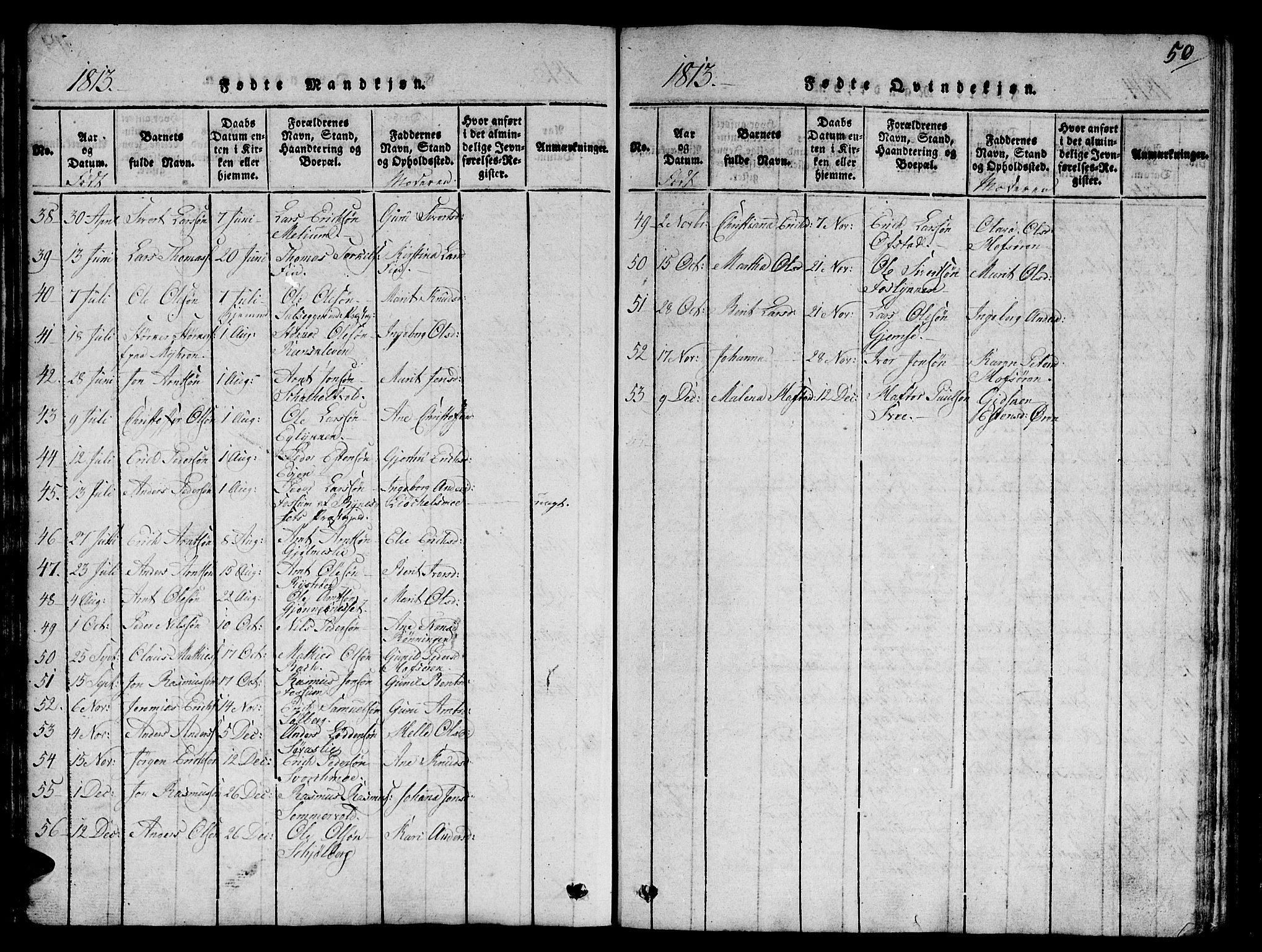 Ministerialprotokoller, klokkerbøker og fødselsregistre - Sør-Trøndelag, SAT/A-1456/668/L0803: Parish register (official) no. 668A03, 1800-1826, p. 50