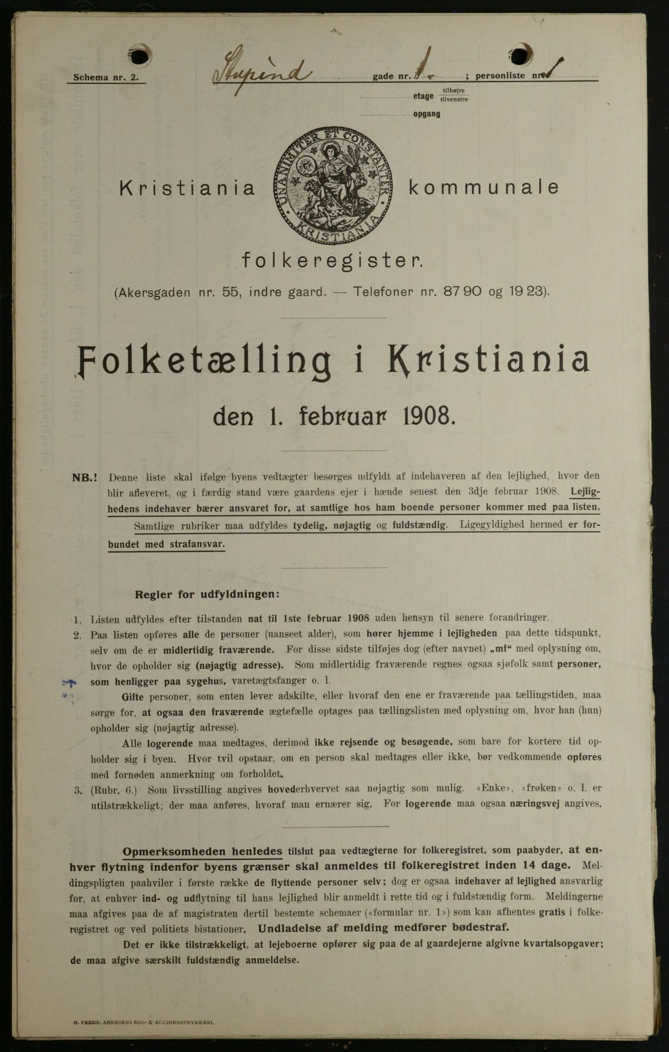 OBA, Municipal Census 1908 for Kristiania, 1908, p. 94005