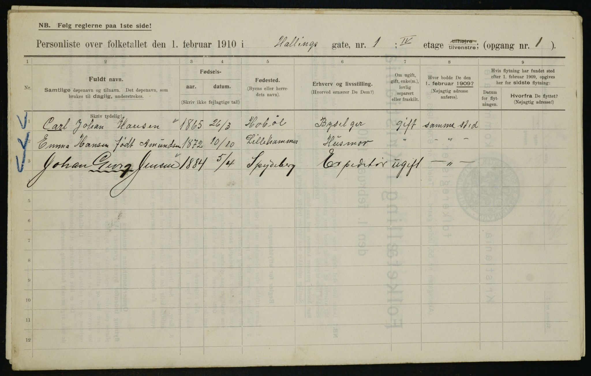 OBA, Municipal Census 1910 for Kristiania, 1910, p. 31972