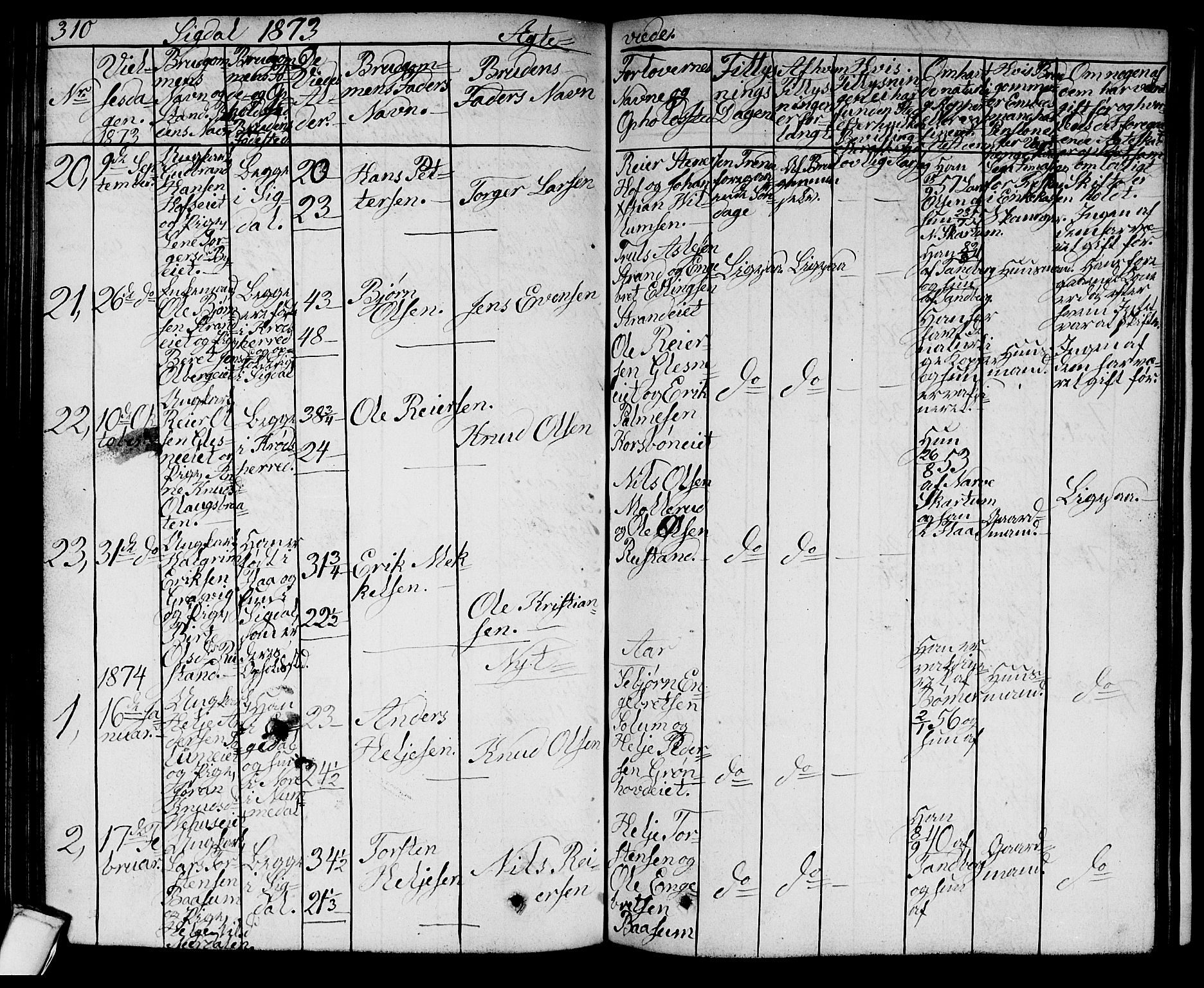 Sigdal kirkebøker, AV/SAKO-A-245/G/Ga/L0003: Parish register (copy) no. I 3, 1857-1878, p. 310