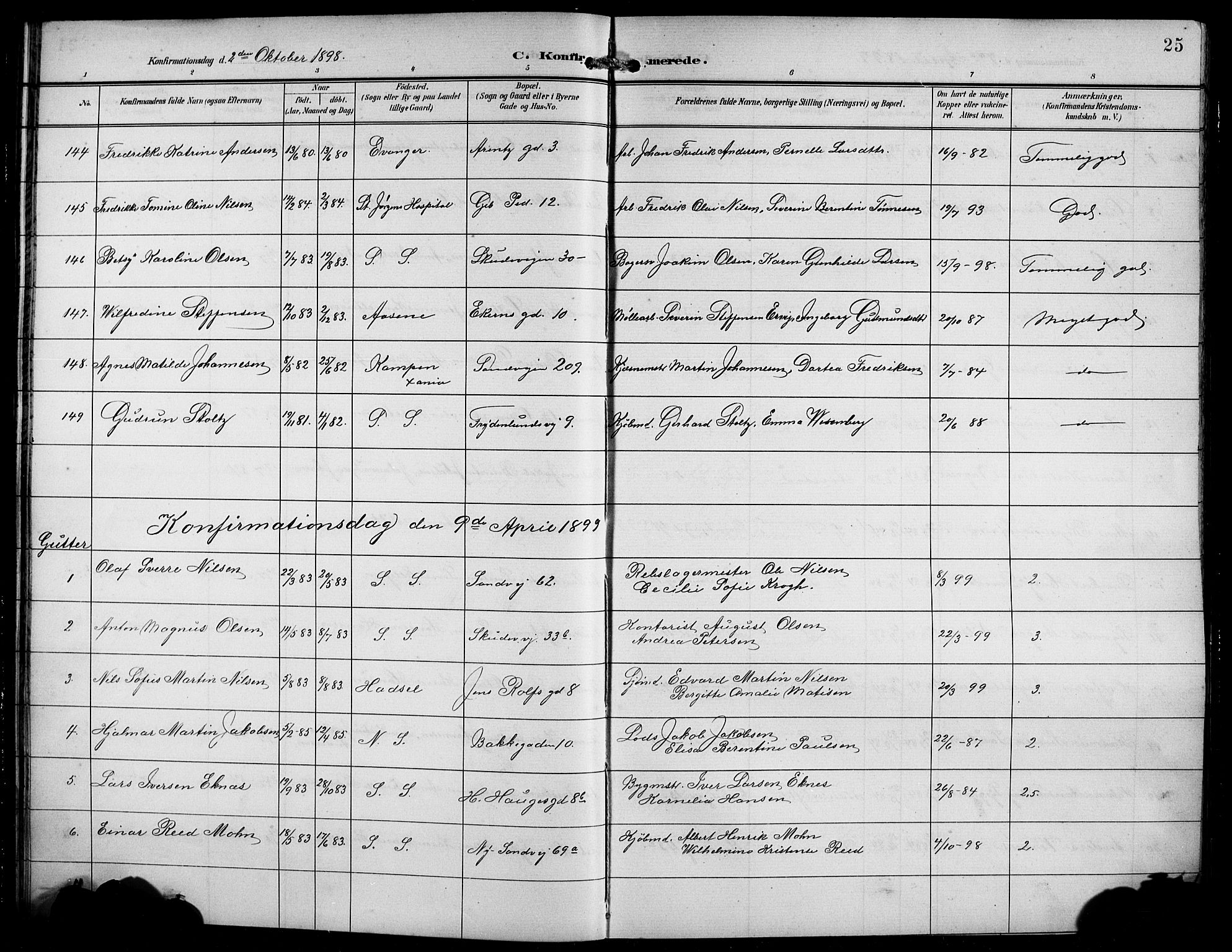 Sandviken Sokneprestembete, SAB/A-77601/H/Hb/L0009: Parish register (copy) no. C 1, 1898-1907, p. 25