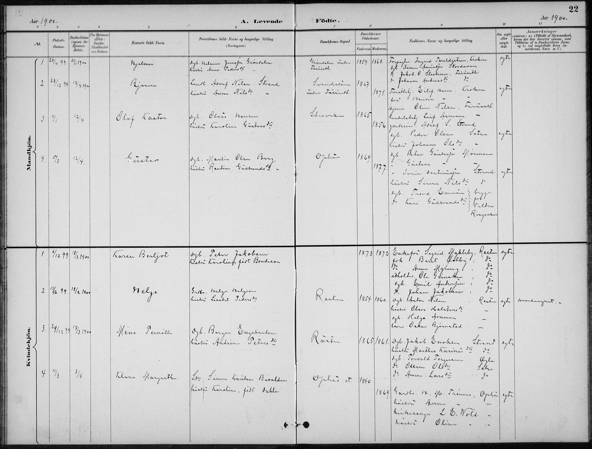 Stor-Elvdal prestekontor, AV/SAH-PREST-052/H/Ha/Hab/L0004: Parish register (copy) no. 4, 1895-1938, p. 22