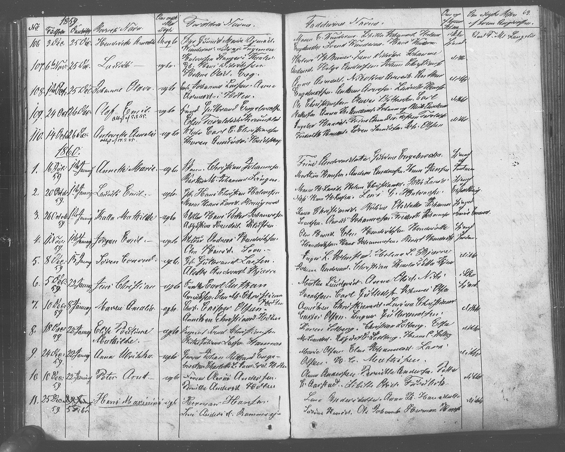 Vestby prestekontor Kirkebøker, AV/SAO-A-10893/F/Fa/L0007: Parish register (official) no. I 7, 1850-1862, p. 63