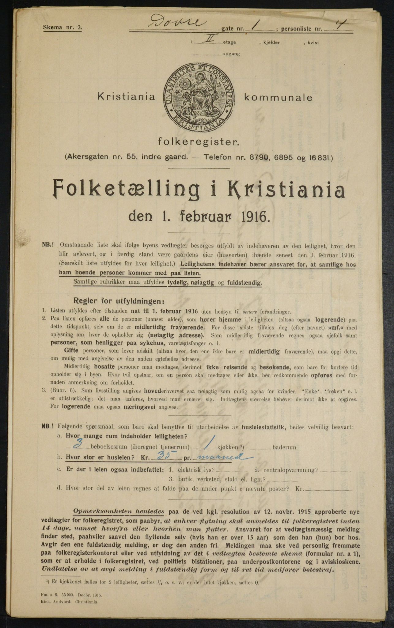 OBA, Municipal Census 1916 for Kristiania, 1916, p. 16102