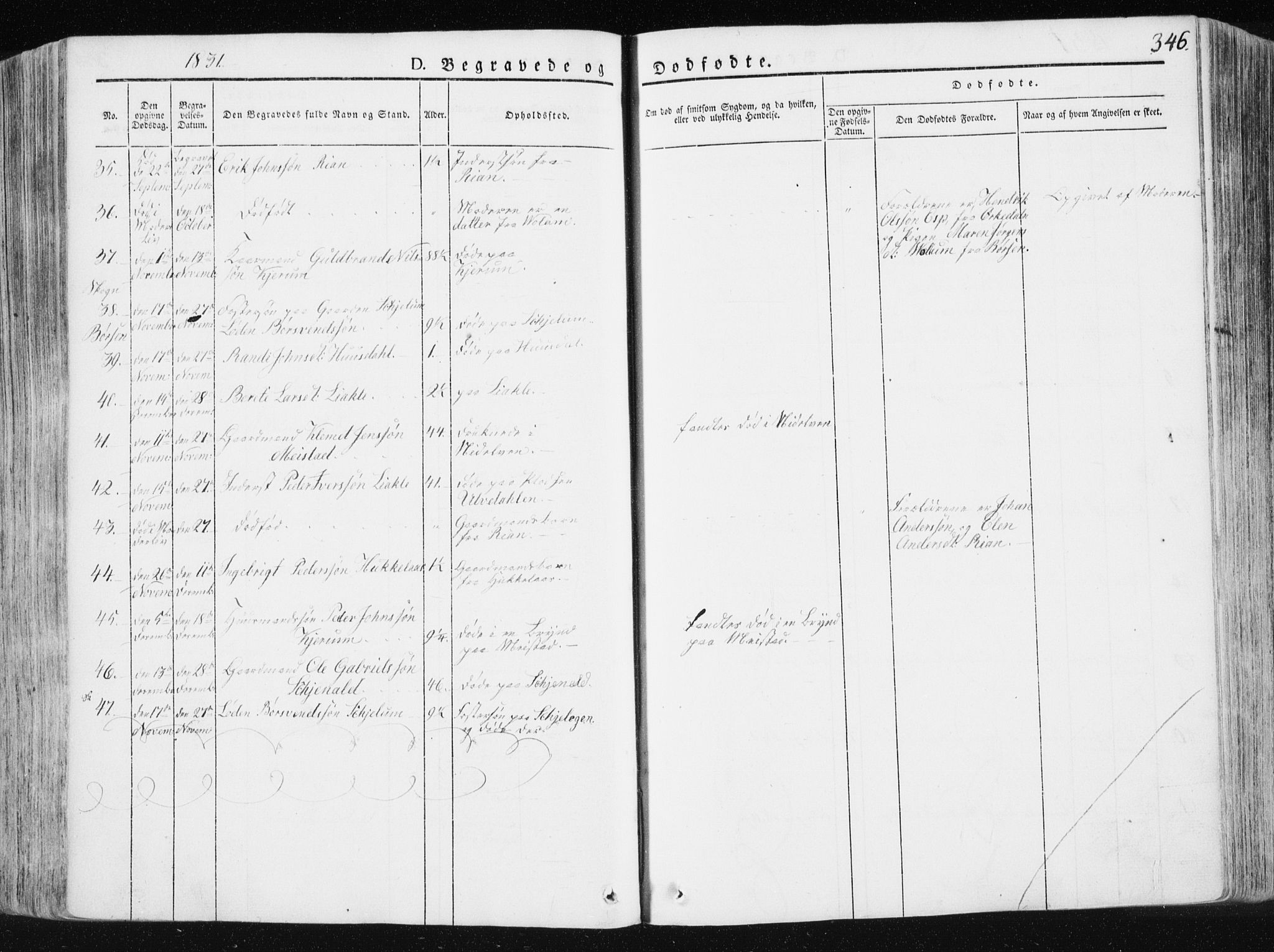 Ministerialprotokoller, klokkerbøker og fødselsregistre - Sør-Trøndelag, AV/SAT-A-1456/665/L0771: Parish register (official) no. 665A06, 1830-1856, p. 346