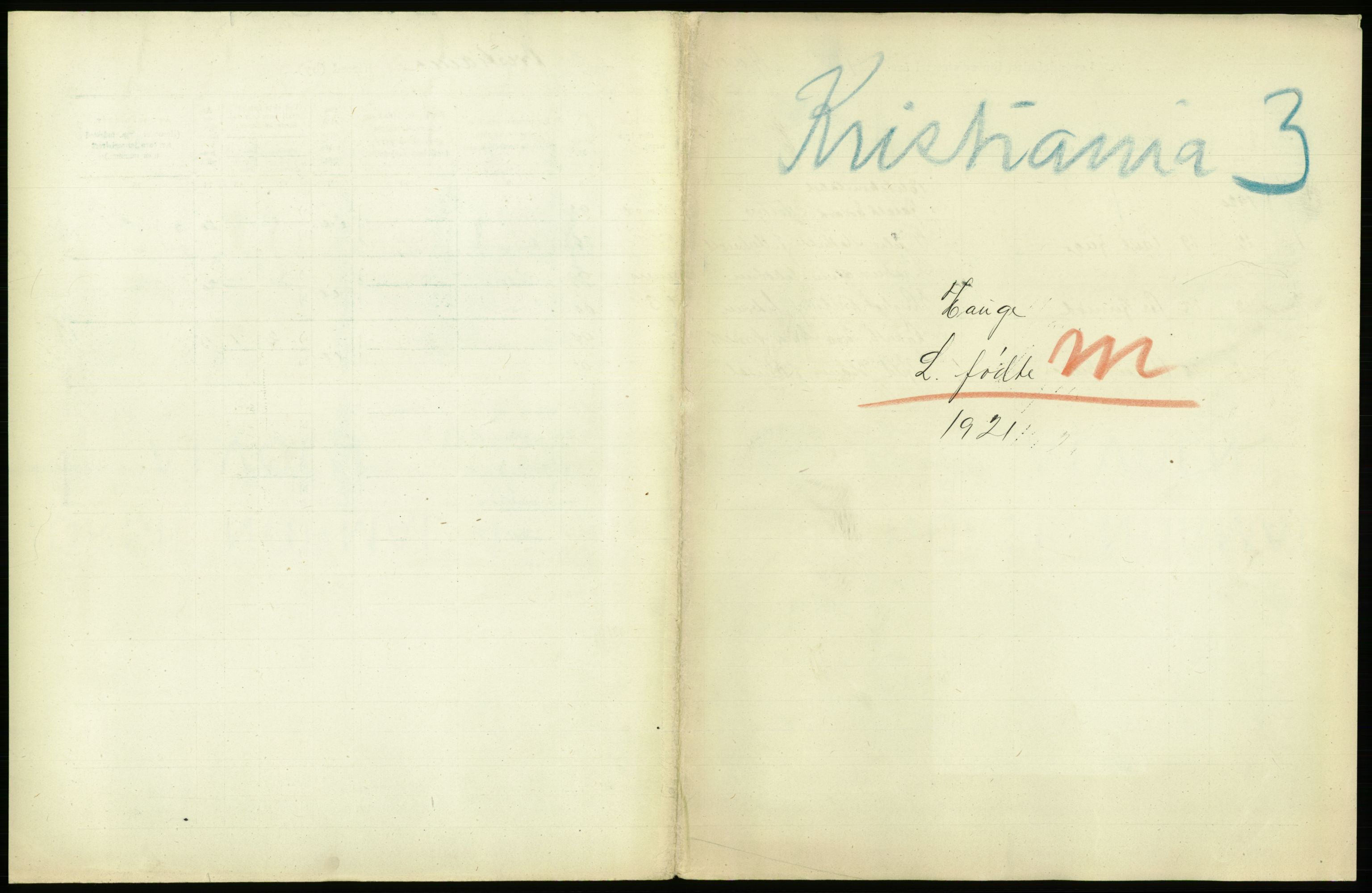 Statistisk sentralbyrå, Sosiodemografiske emner, Befolkning, AV/RA-S-2228/D/Df/Dfc/Dfca/L0008: Kristiania: Levendefødte menn og kvinner., 1921, p. 229