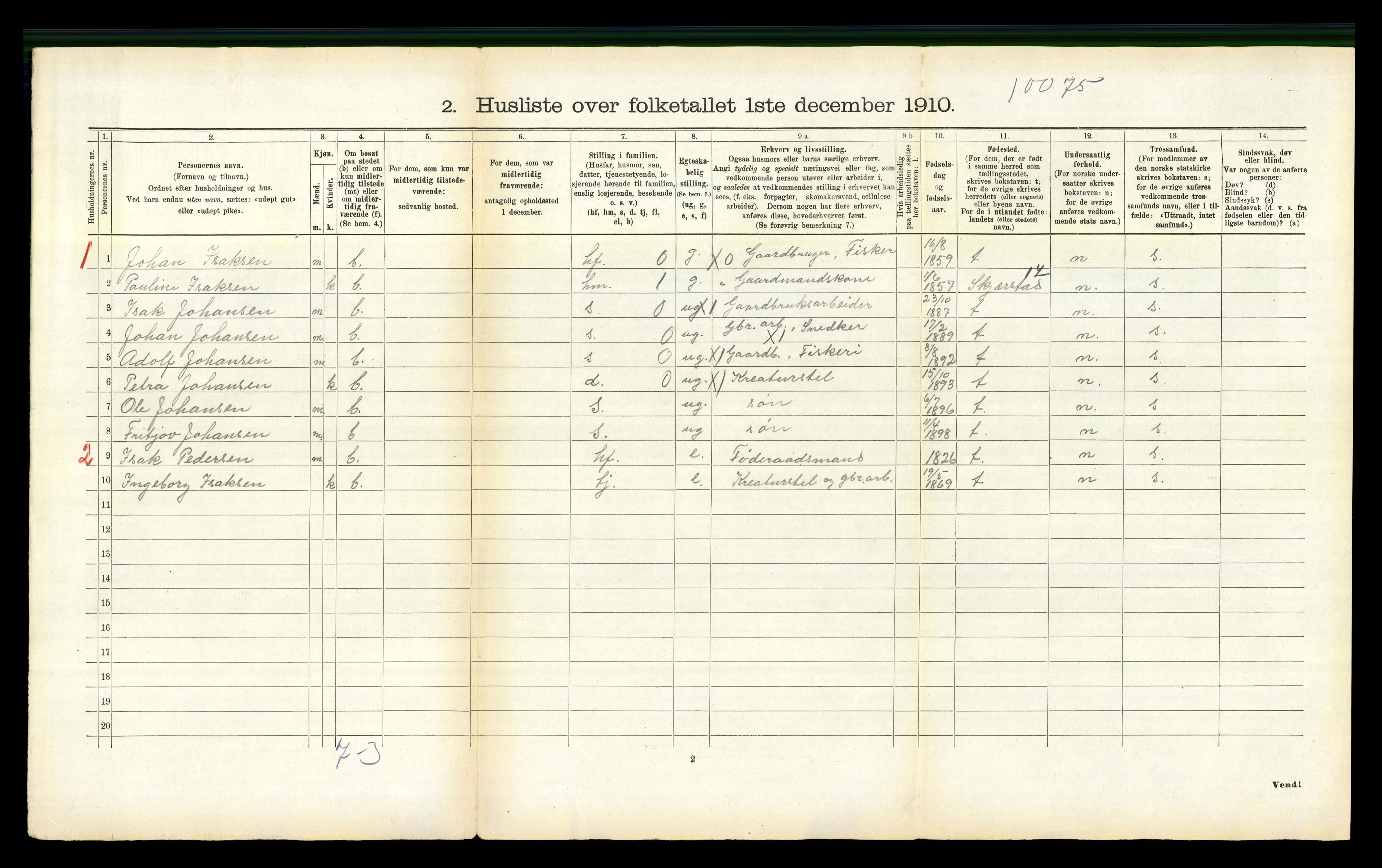 RA, 1910 census for Fauske, 1910, p. 1295