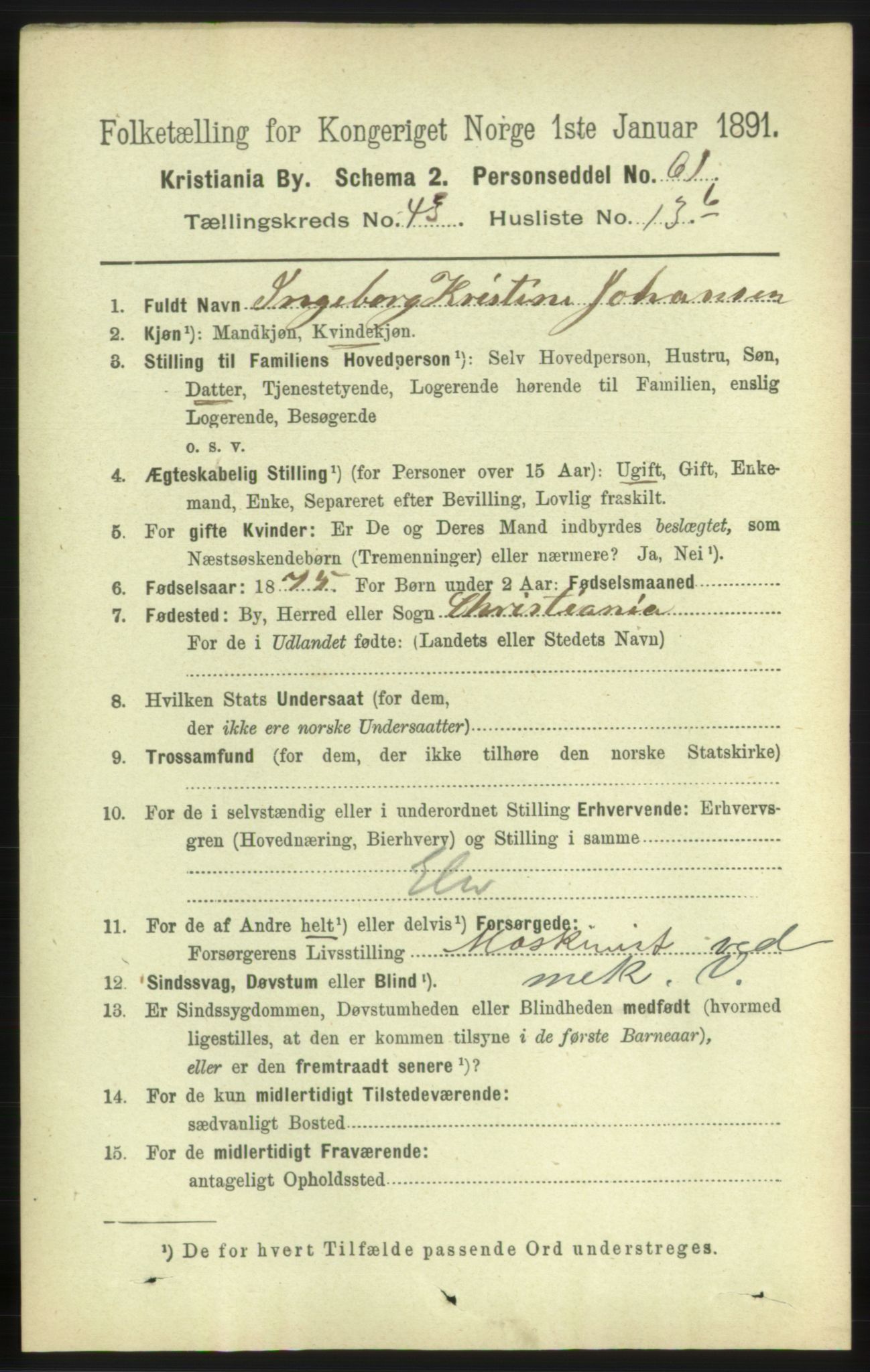 RA, 1891 census for 0301 Kristiania, 1891, p. 26154